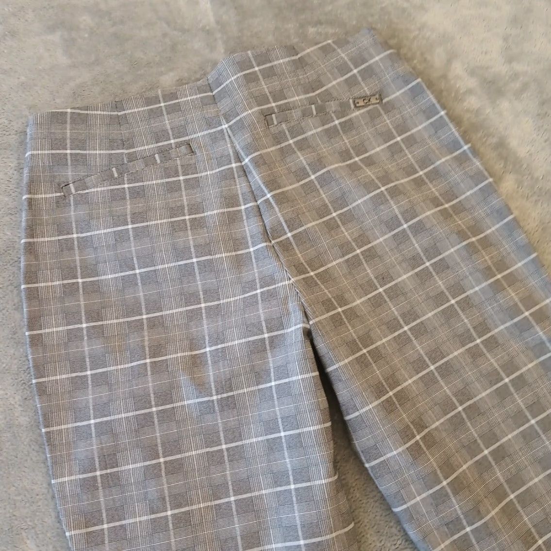 Calvin Klein Calvin Klein Ankle Pants Womens Size 8 Gray Plaid Skinny Stretch Pull On 28x28 Size 30" / US 8 / IT 44 - 7 Thumbnail