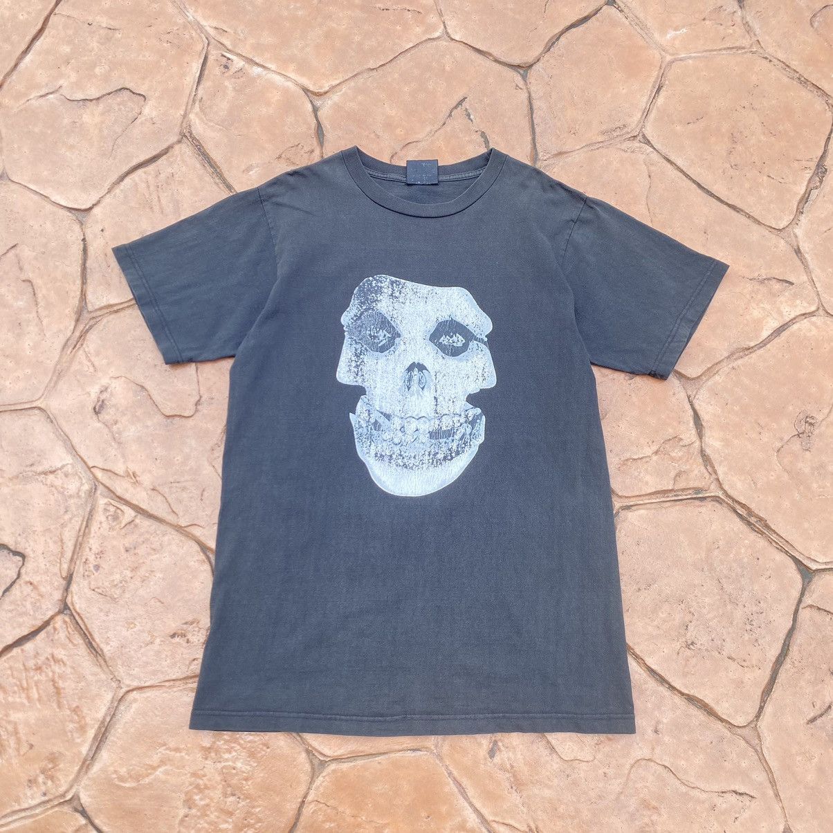 image of Band Tees x Misfits Thrashed Faded Misfits Band X Famous Monster Tee in Black, Men's (Size Large)