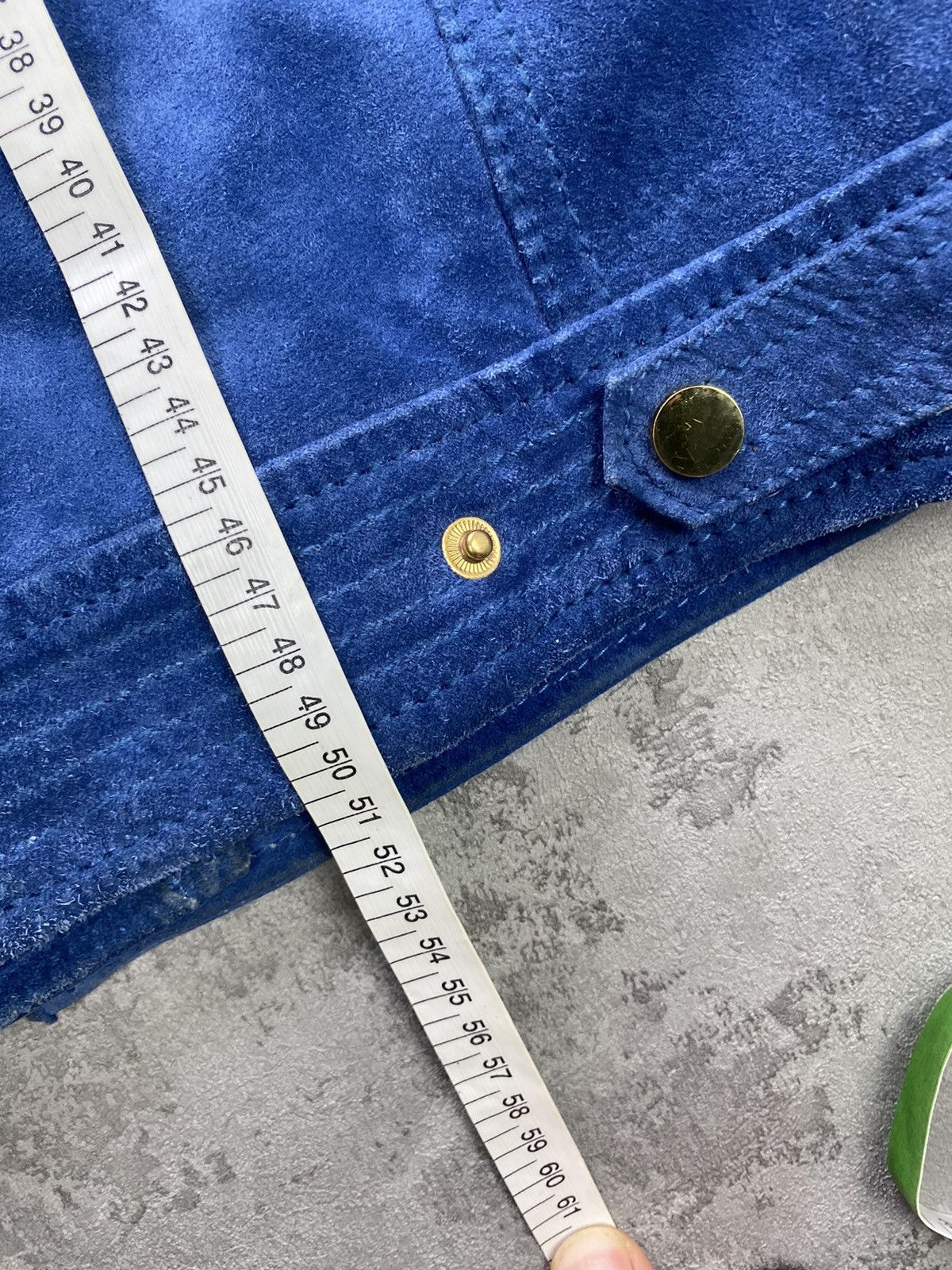 Vintage Blue and Gold Vintage Thick Heavy Suede Trucker Jacket Size M / US 6-8 / IT 42-44 - 8 Thumbnail