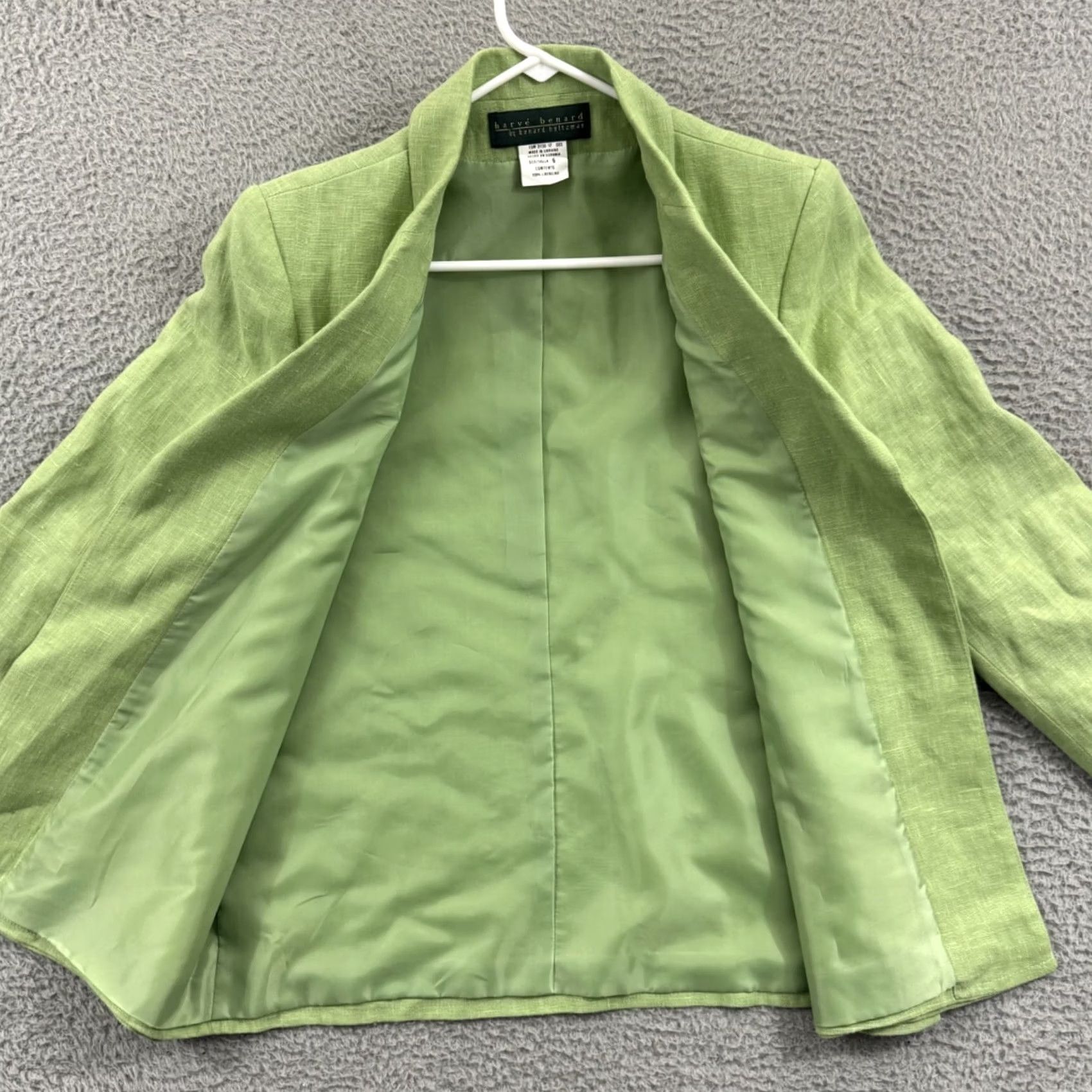 Vintage Harve Benard Blazer Womens 6 Green Linen Open Front Jacket Business Casual Formal NWT Vintage Mid-Length Long Sleeve Green Mens Womens Boys Girls Size M / US 6-8 / IT 42-44 - 6 Thumbnail