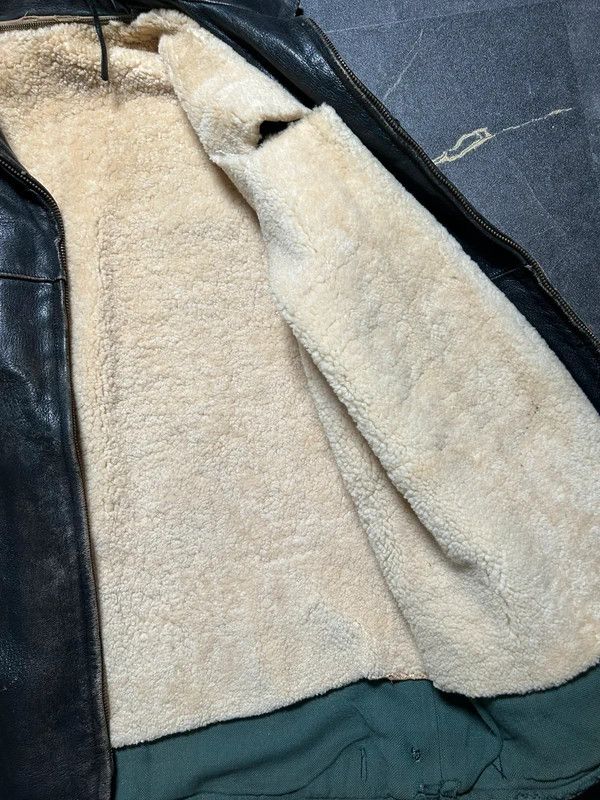 Vintage Distressed Leather Jacket Wool 60s 50s Retro vintage Size US L / EU 52-54 / 3 - 8 Thumbnail