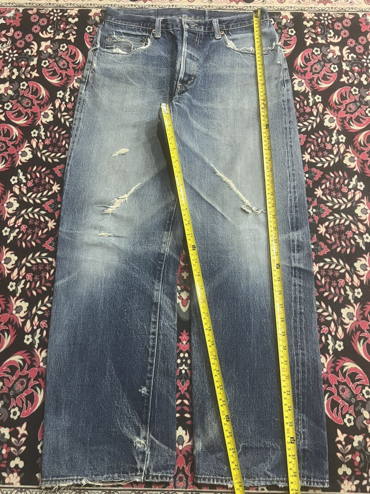 Okura Japan Okura 5 Blue Faded Washed Distressed Selvedge Jeans Size US 31 - 17 Thumbnail