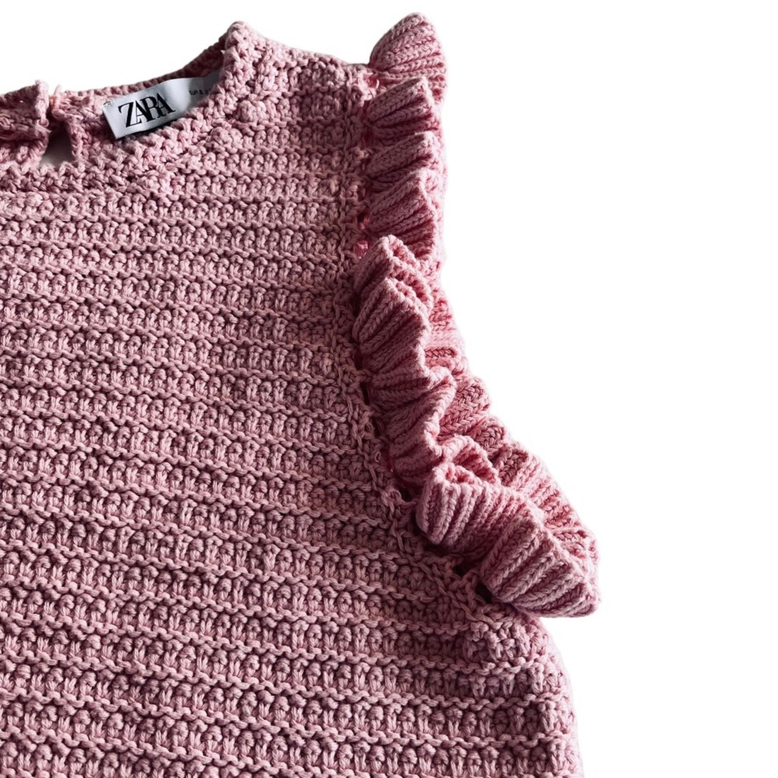 Zara Zara pink knit sleeveless ruffled sweater size Small Size S / US 4 / IT 40 - 7 Thumbnail