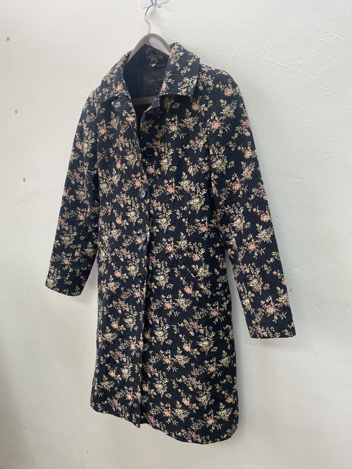 If Six Was Nine Japanese Fashion Peyton Place Black Floral Trench Coat Size S / US 4 / IT 40 - 7 Thumbnail