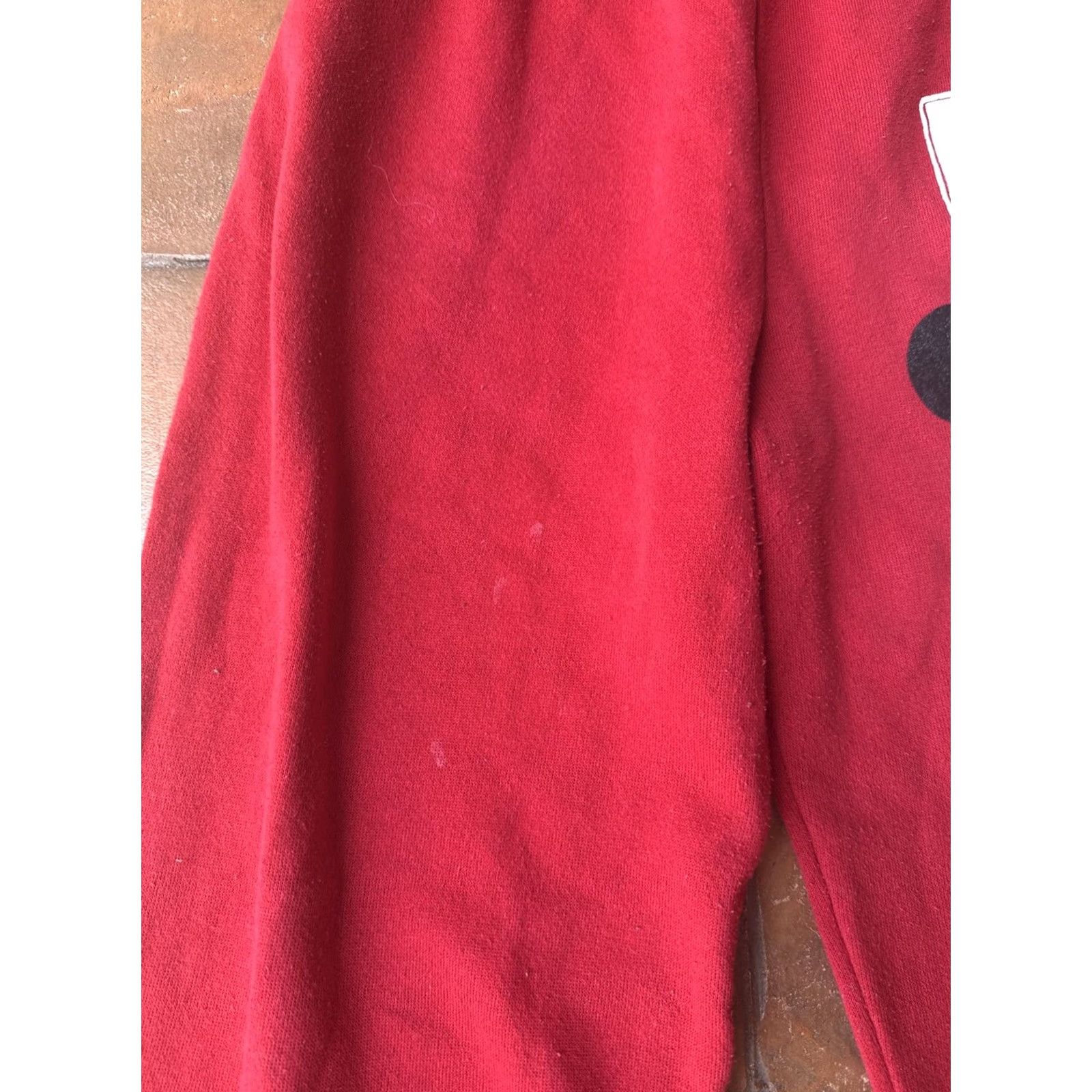 Disney VINTAGE Disney Mickey Mouse Jogger Sweatpants Unisex Adults Medium Red USA Sweatpants 80s Logo USA Cotton Polyester Fleece Elastic Waist Inseam 28 in Size US 31 - 4 Thumbnail