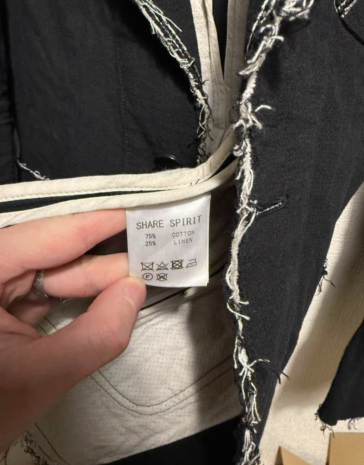 Share Spirit Homme Share Spirit HOMME Distressed Fringe Blazer Jacket K24 Size US S / EU 44-46 / 1 - 7 Thumbnail