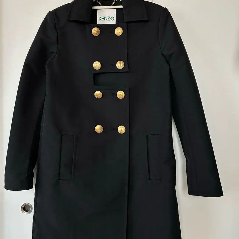 Kenzo KENZO Black Mid-Length Coat with Gold Buttons 0089 Size M / US 6-8 / IT 42-44 - 1 Thumbnail