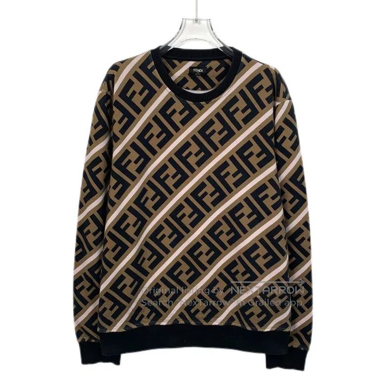 Fendi Fendi Brown logo letter print cotton round neck long sleev Size US XL / EU 56 / 4 - 1 Thumbnail