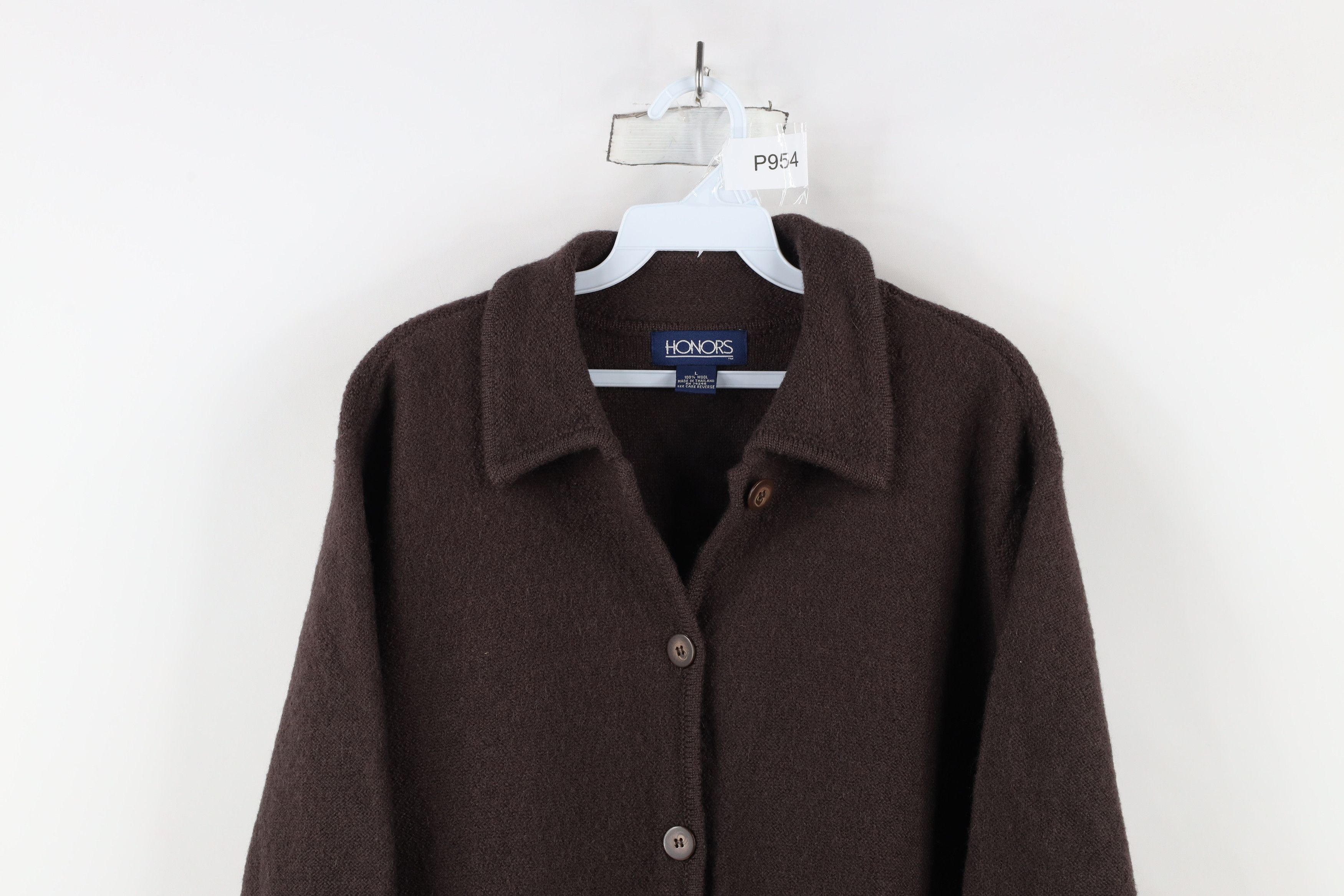 Vintage Vintage 90s Streetwear Knit Collared Cardigan Sweater Brown Size L / US 10 / IT 46 - 2 Thumbnail