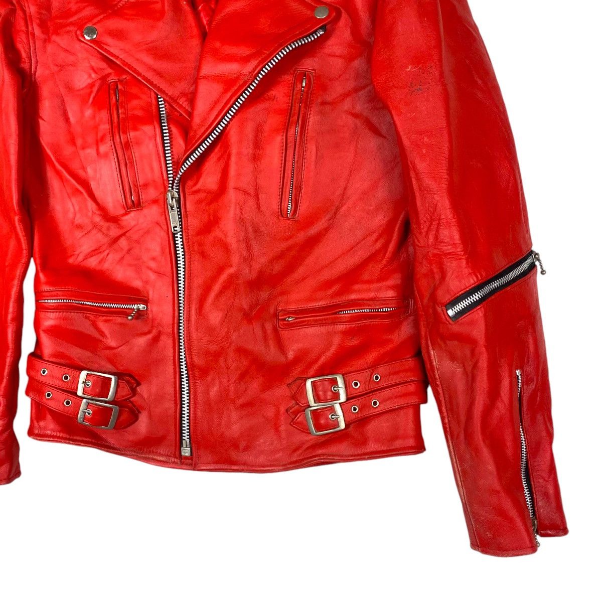 Vintage 💥90s REAL LEATHER BIKER JACKET Size US M / EU 48-50 / 2 - 5 Thumbnail