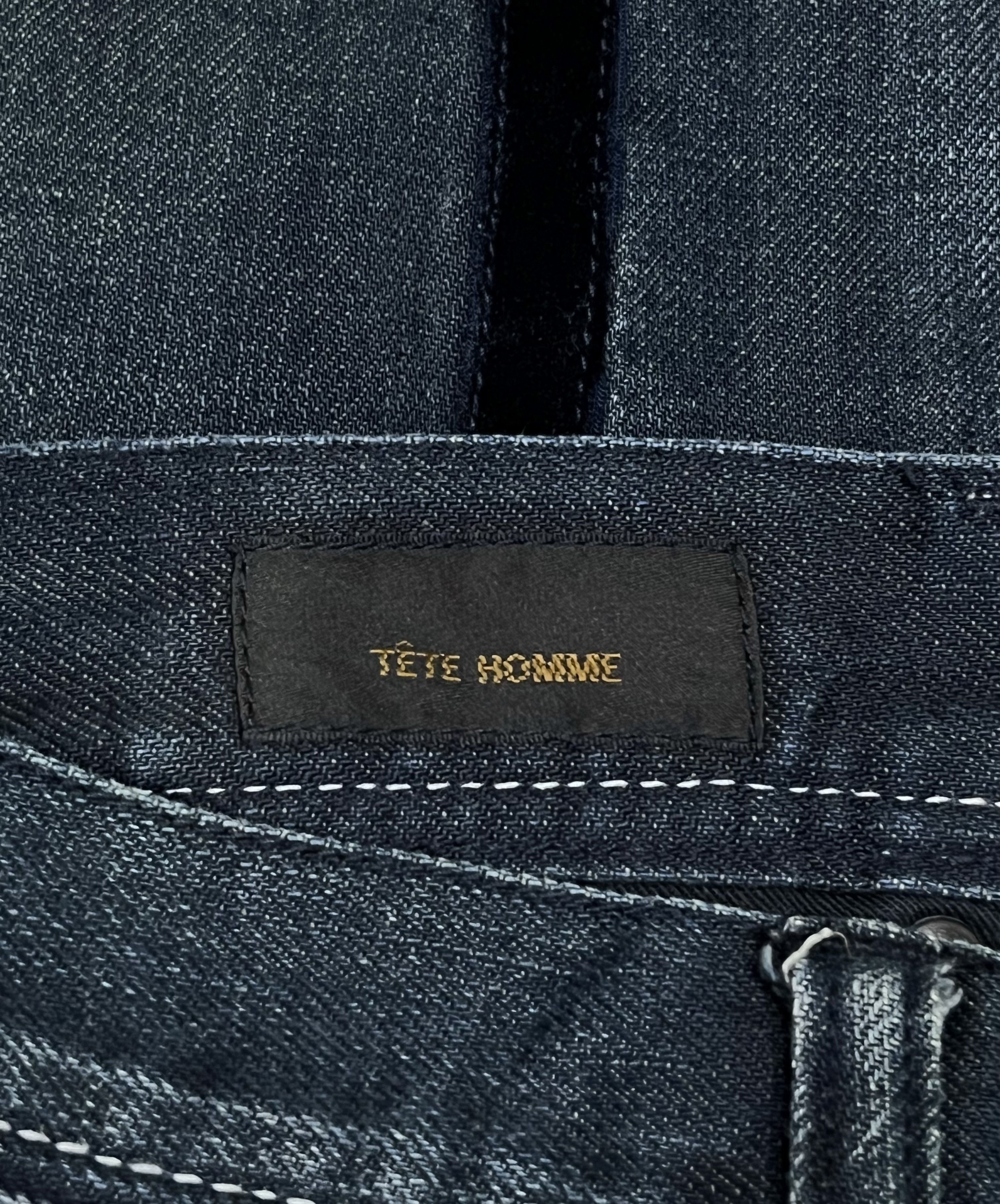 Tete Homme TETE HOMME Velvet Stripe Dark Indigo Flare Denim Jeans Size US 31 - 9 Thumbnail