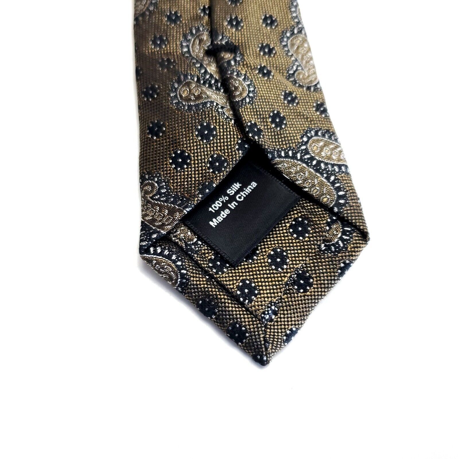 Saks Fifth Avenue Black Saks Fifth Avenue Beige Paisley Woven Silk Tie Size ONE SIZE - 4 Thumbnail