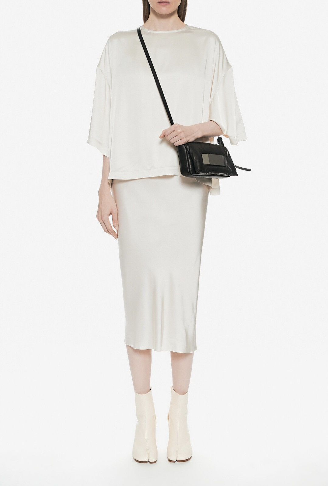 Rick Owens Last Rick Owens Satin Midi Skirt in White Size 28" / US 6 / IT 42 - 4 Thumbnail