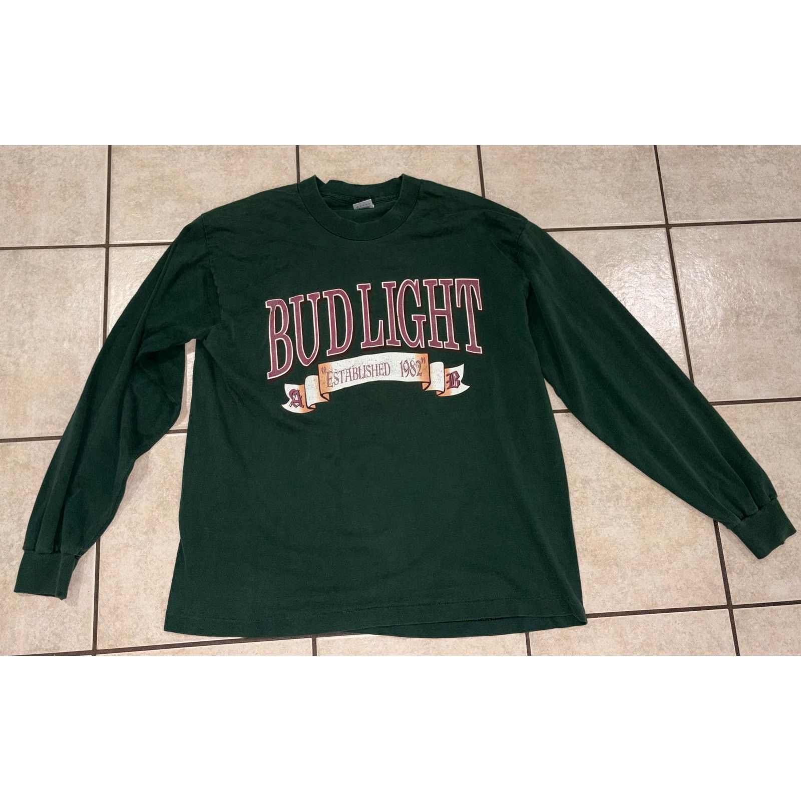 Fruit Of The Loom Vintage Bud Light longsleeve shirt XL green Size US XL / EU 56 / 4 - 1 Thumbnail