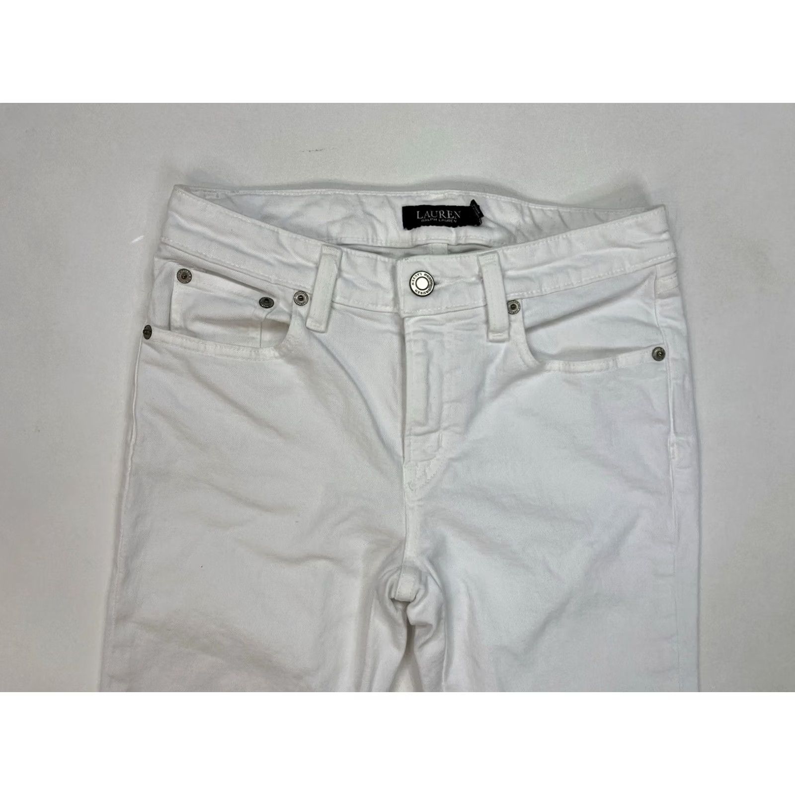 Polo Ralph Lauren VINTAGE Polo Ralph Lauren Jeans Women 4P Mid Rise Ankle Denim White Striped Floral Pattern Logo Pocket 25in Inseam Womens Size 27" / US 4 / IT 40 - 2 Thumbnail