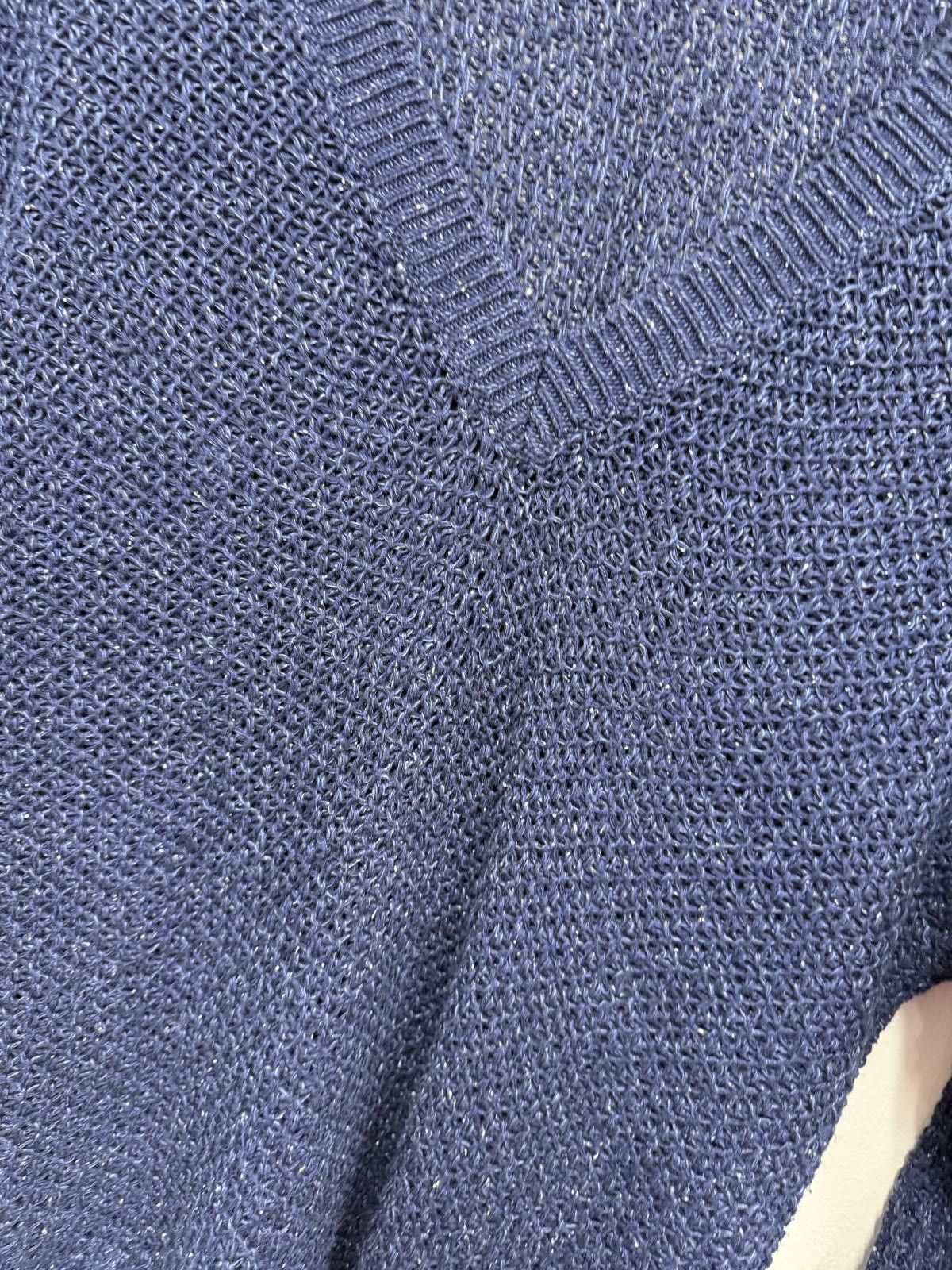 Unknown London Navy Blue Knit Sweater with V-Neck Size ONE SIZE - 3 Thumbnail