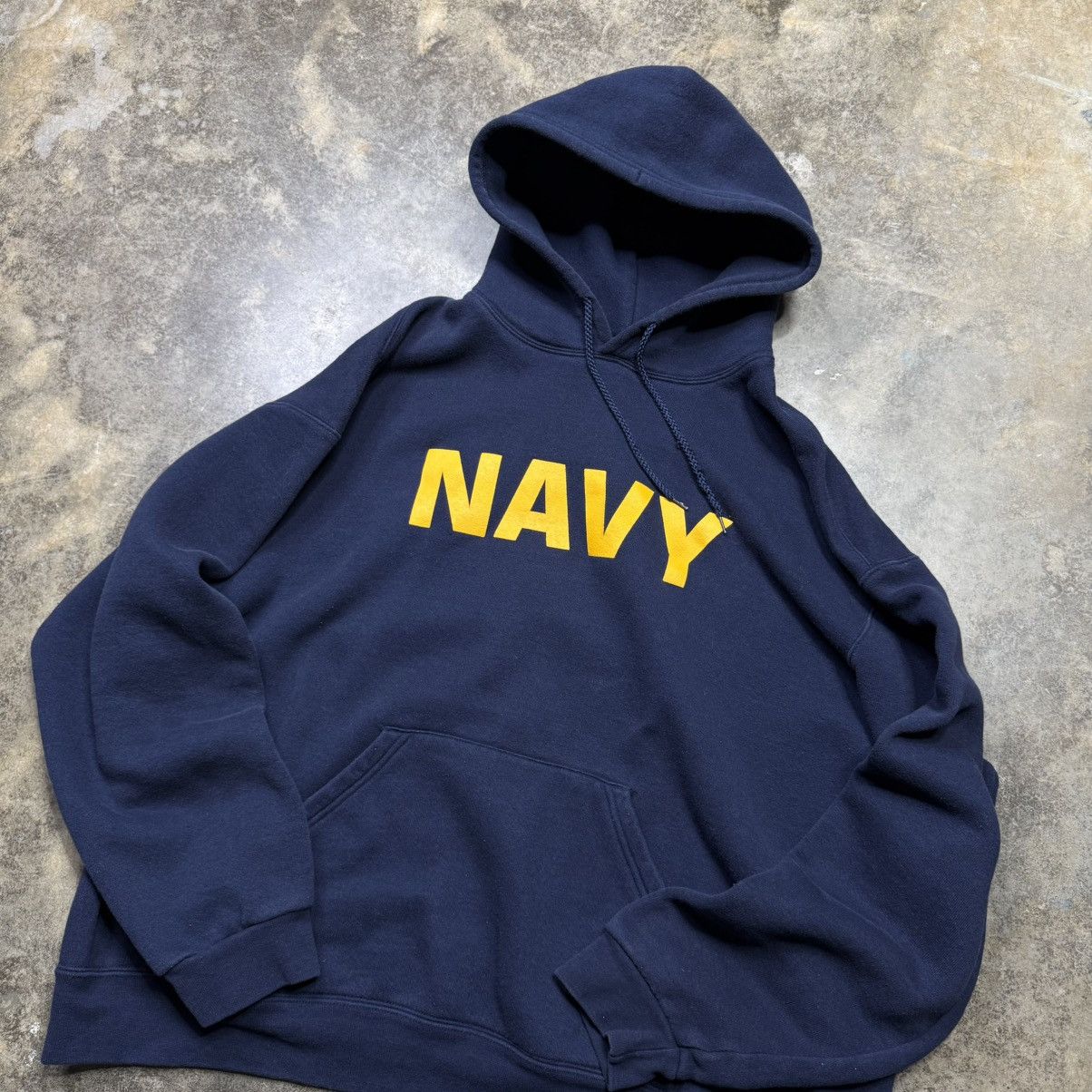 Vintage vintage united states navy baggy navy blue pullover hoodie Size US XXL / EU 58 / 5 - 3 Thumbnail