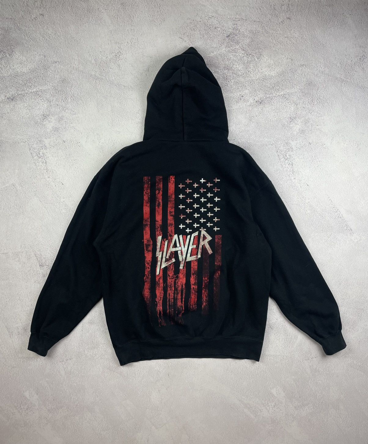 Vintage Slayer Hoodie Black L Front Back Print Metal Band