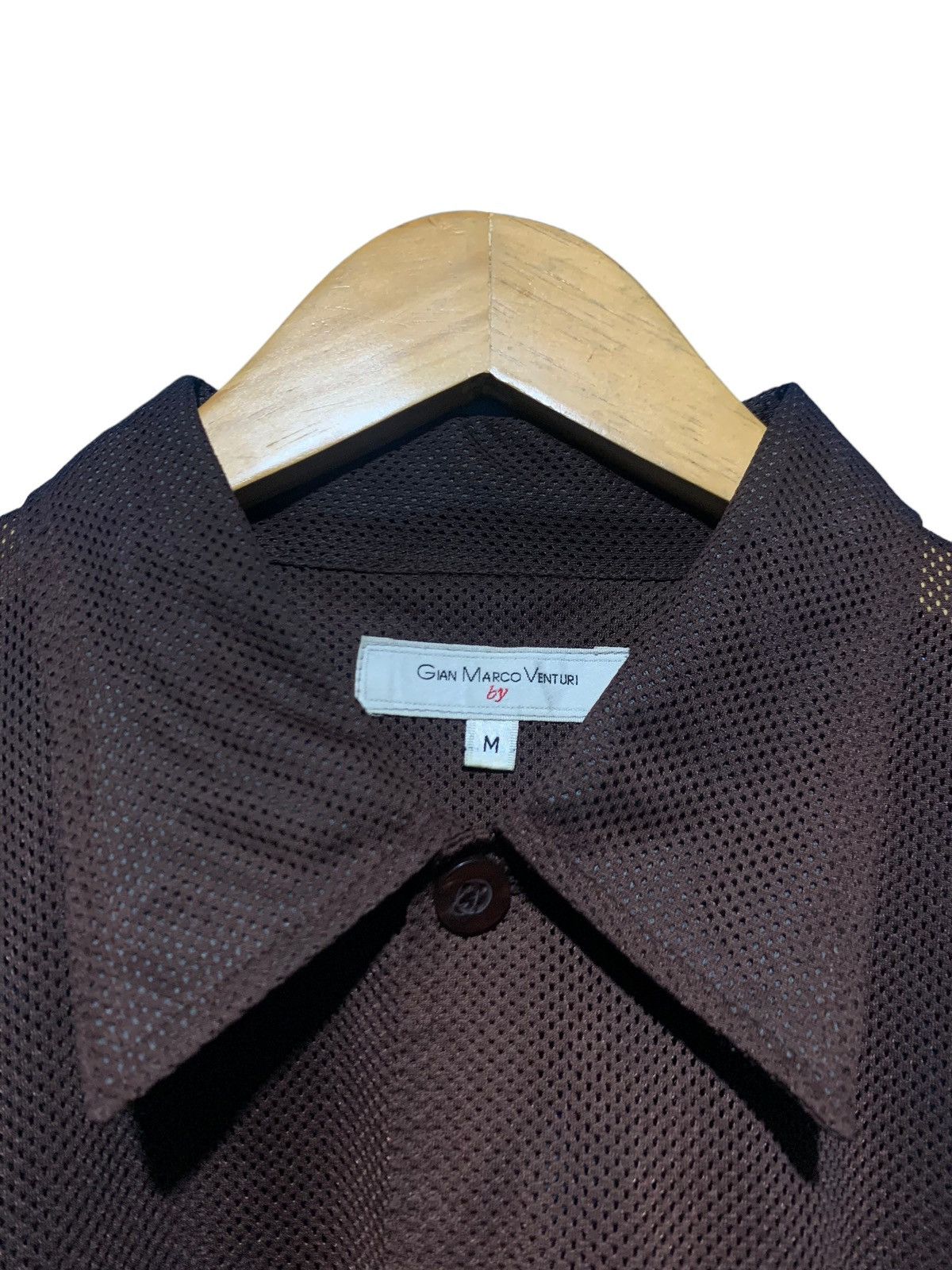 GianMarco Venturi y2k transparent mesh fishnet summer button shirt Size US L / EU 52-54 / 3 - 10 Thumbnail