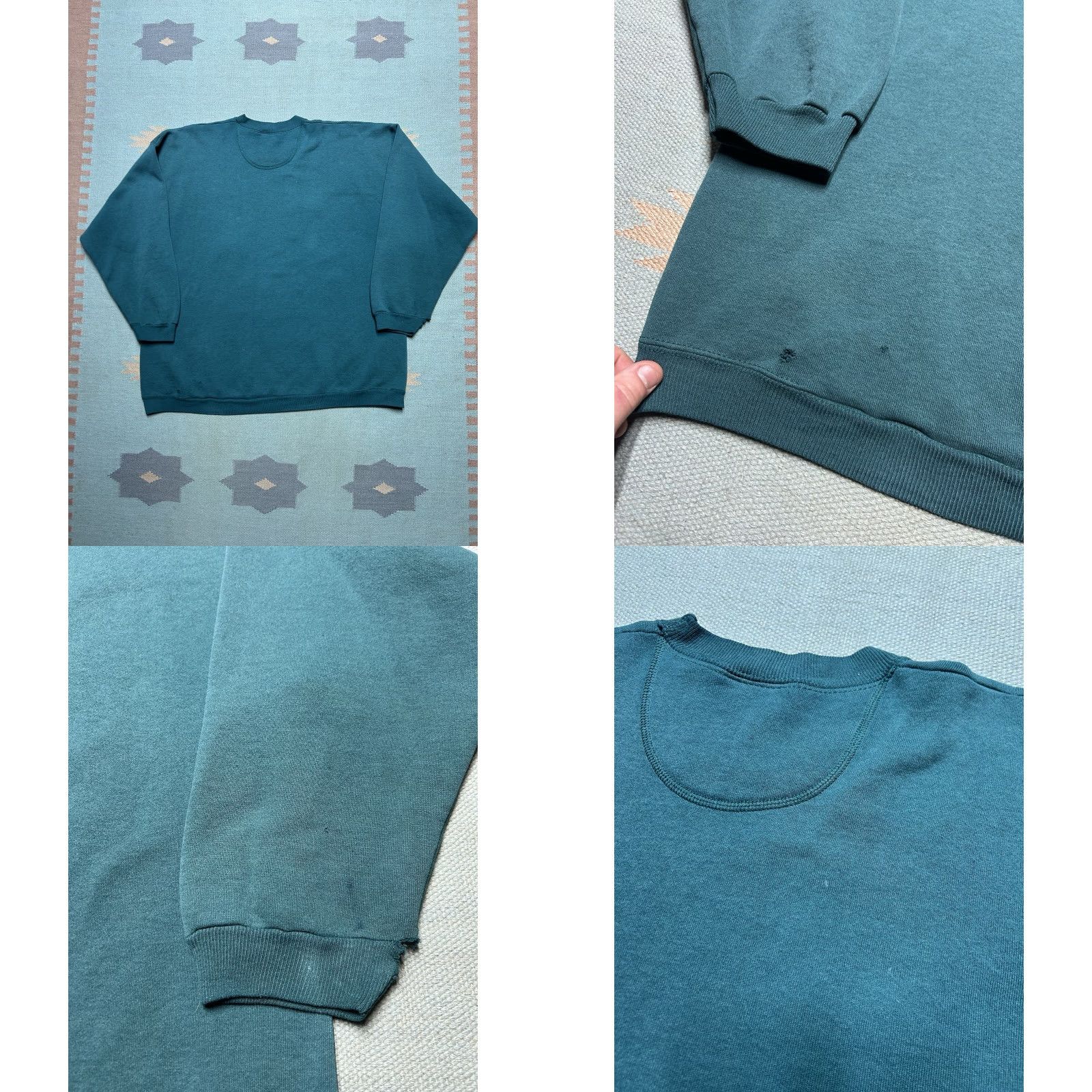 Hanes VINTAGE 90s Hanes Sweatshirt Crewneck Fila graphic boot Distressed Adult XXL Green Pullover Men Size US XXL / EU 58 / 5 - 8 Thumbnail