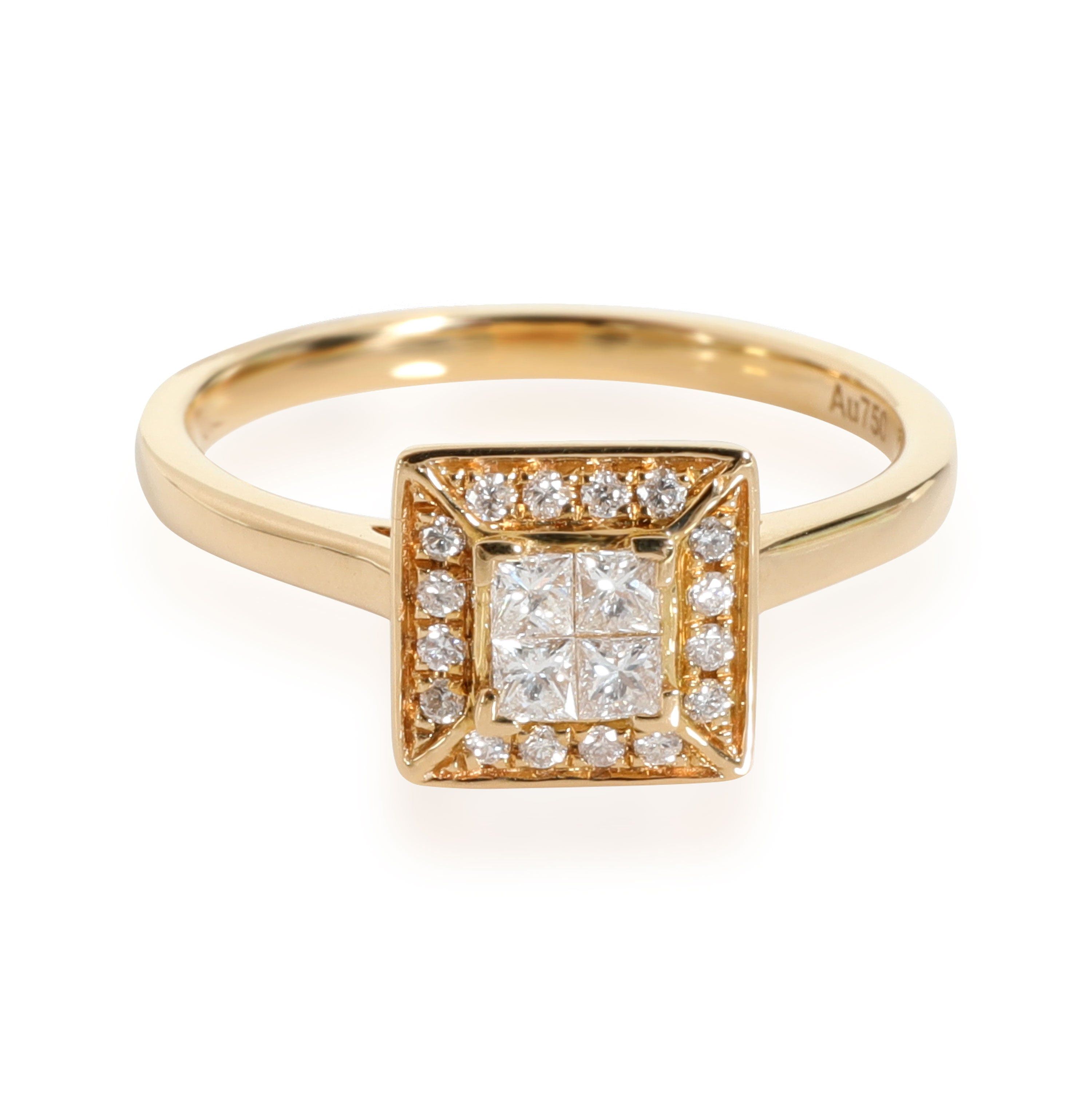 image of Vintage Invisible Set Square Diamond Ring In 18K Yellow Gold 0.24 Ctw, Women's
