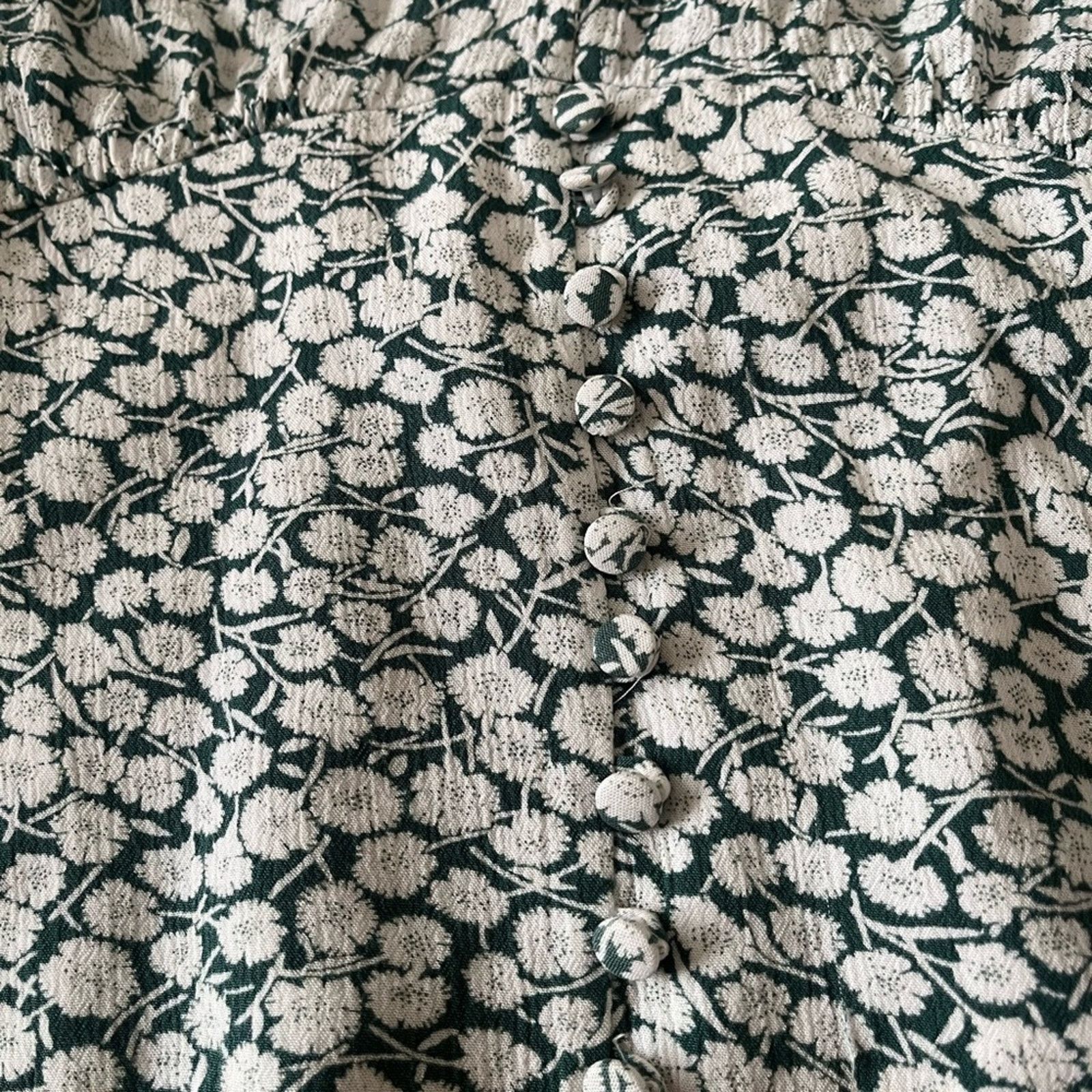 Abercrombie & Fitch Abercrombie & Fitch Green/White Babydoll Floral Blouse, Med Size M / US 6-8 / IT 42-44 - 4 Thumbnail