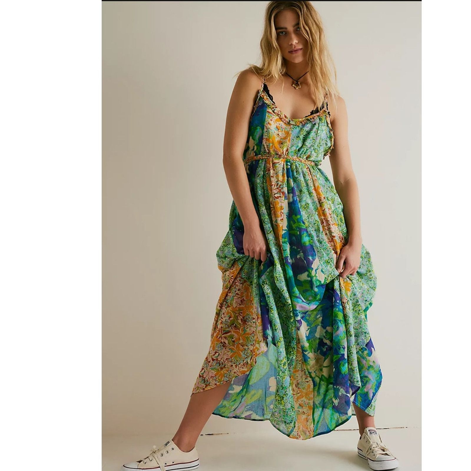 french green salad dressing Free People Adriel Midi Dress main image 0