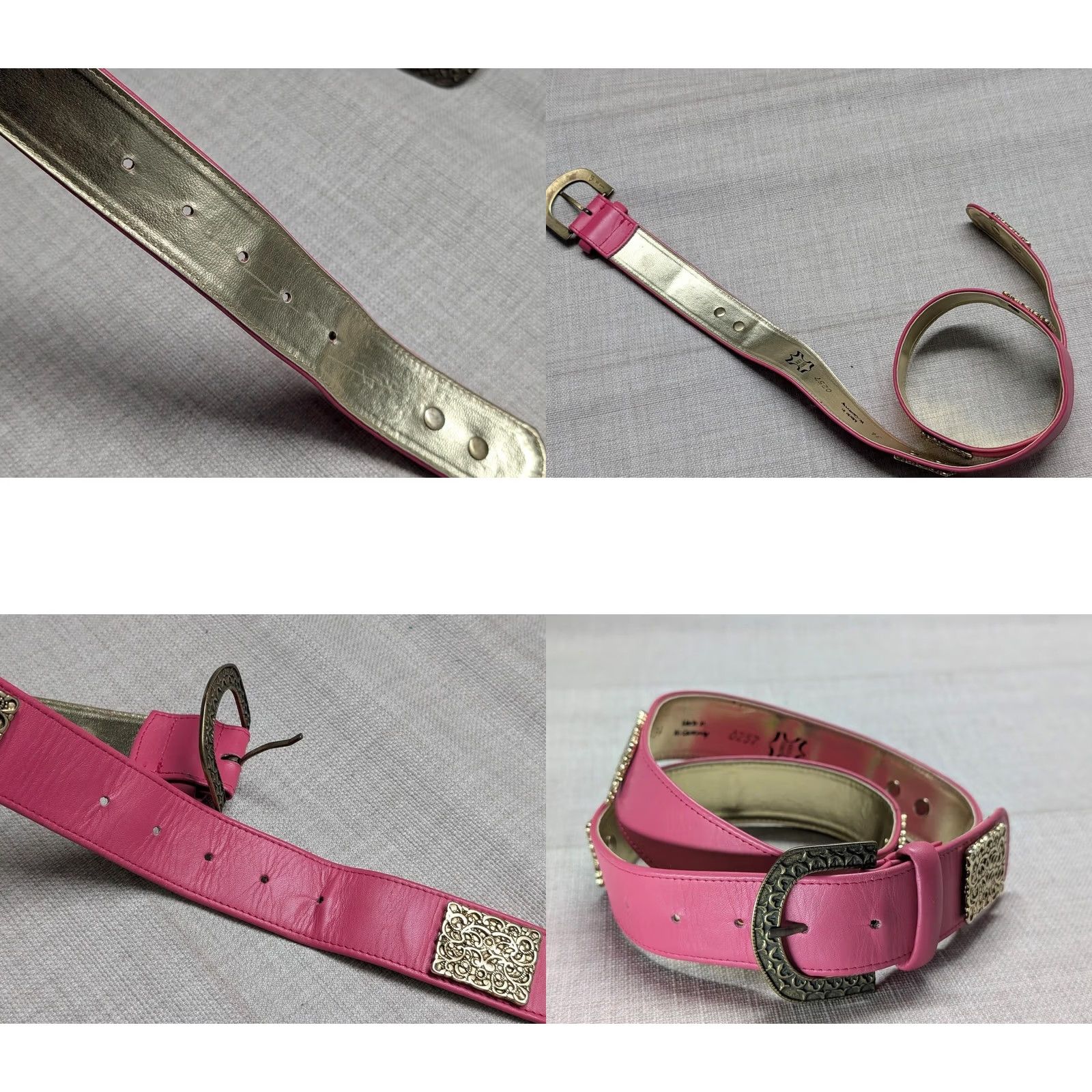 Vintage VINTAGE 1980s MONDI Belt Pink Gold Leather Glam Madonna 32 Size ONE SIZE - 8 Thumbnail