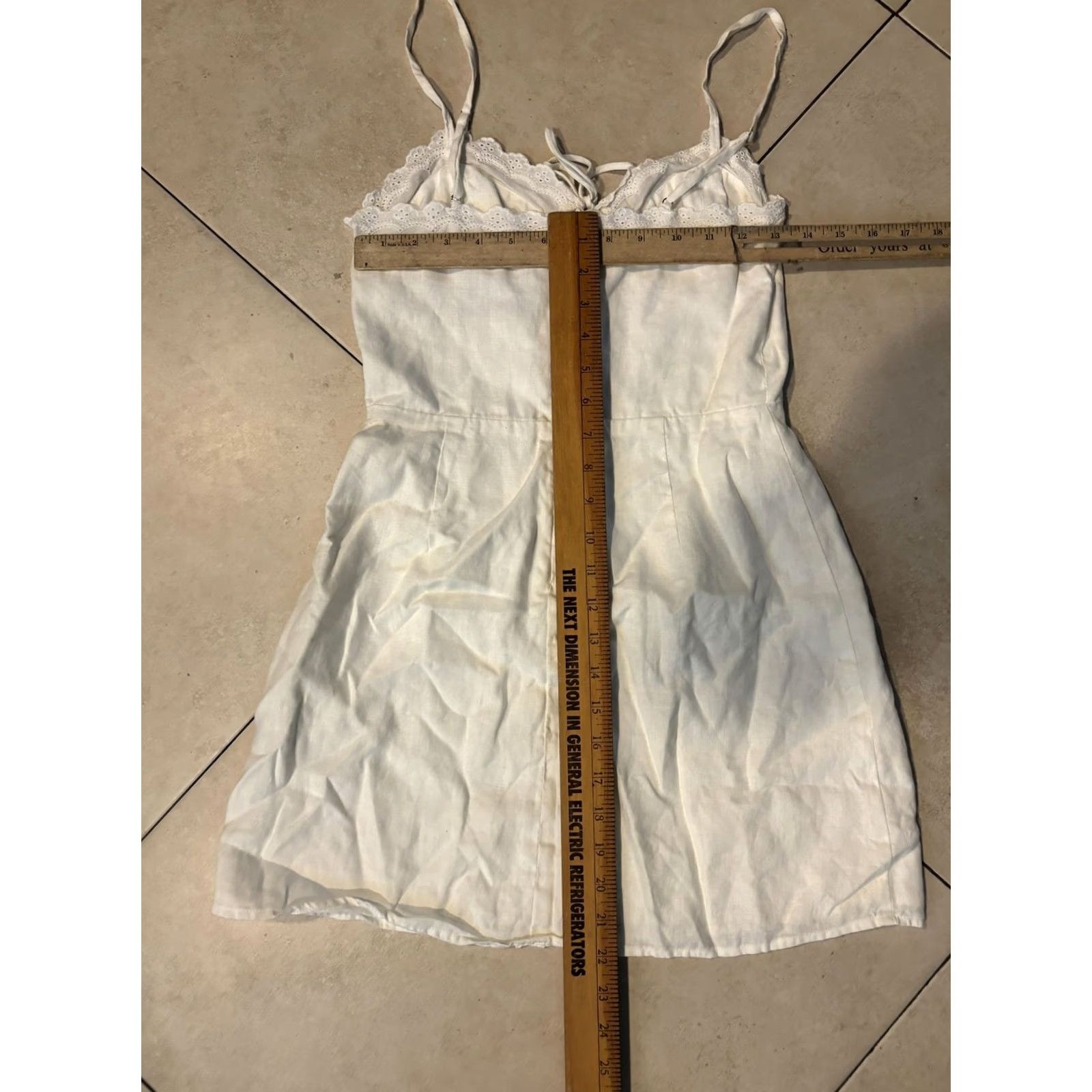 Reformation Reformation Dress Womens 8 White Lace Trim Spaghetti Strap Mini Sundress Size M / US 6-8 / IT 42-44 - 7 Thumbnail