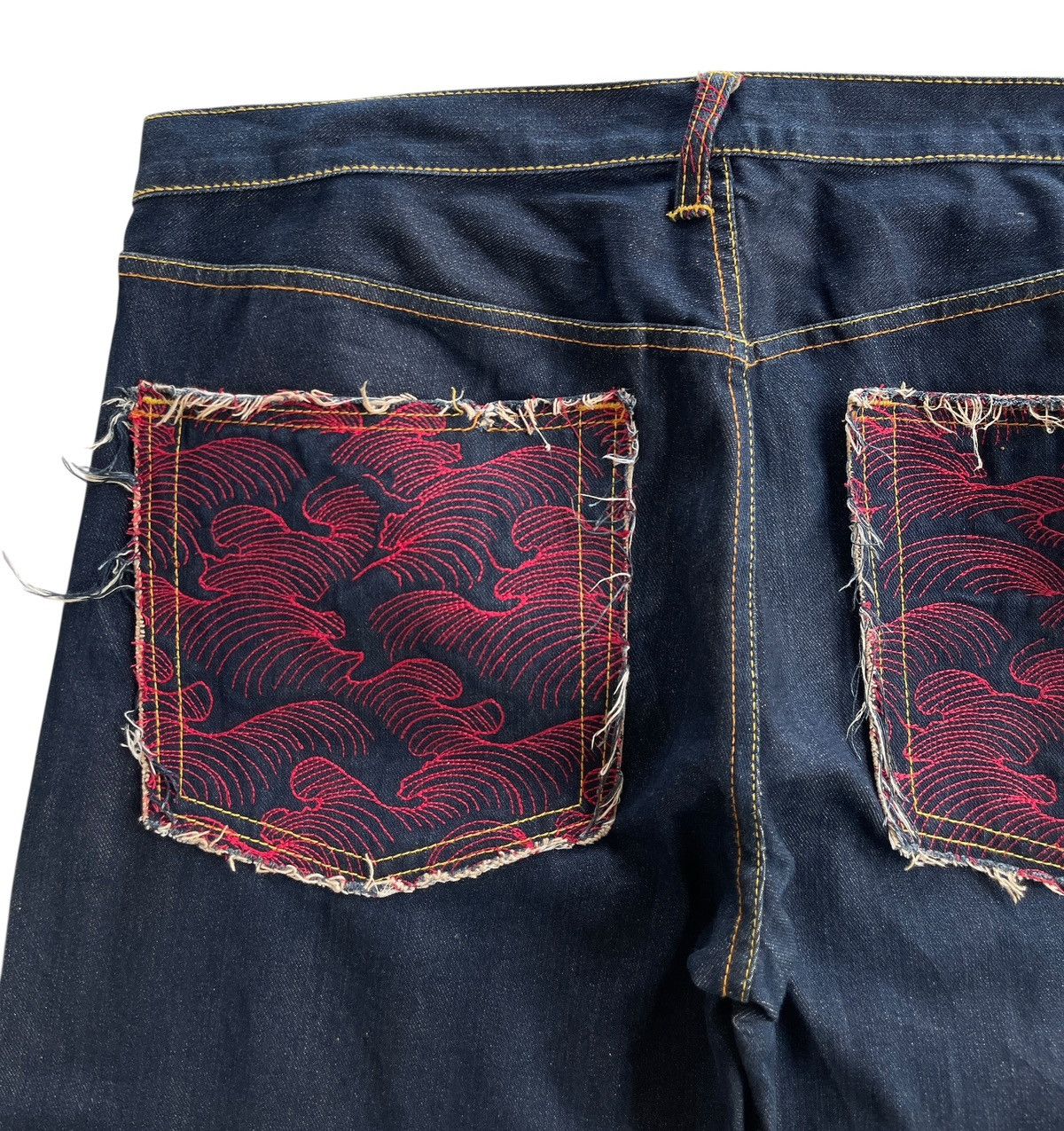 Red Monkey RMC Jeans Scarlet Tsunami Wave By Martin Ksohoh Size US 39 - 4 Thumbnail