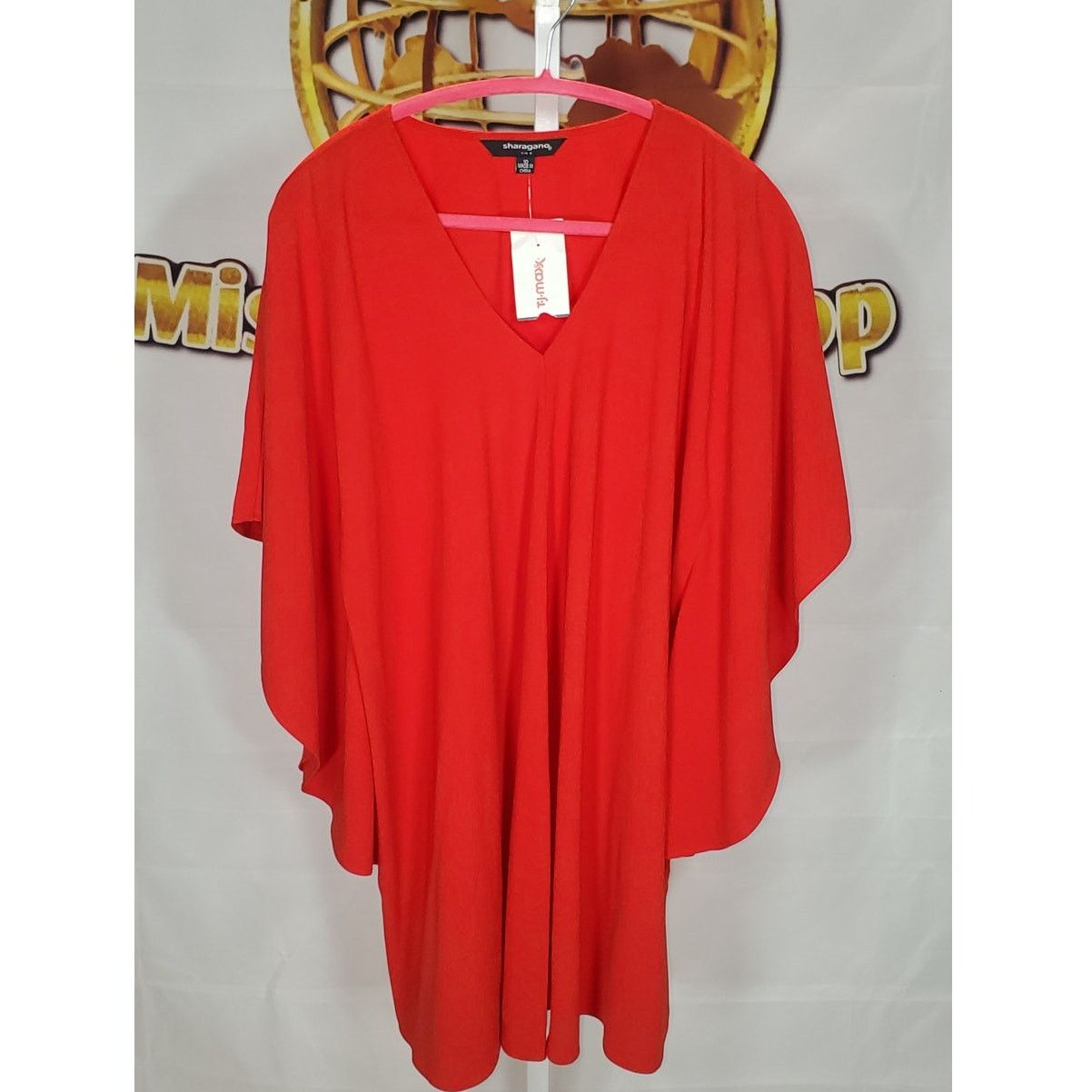 Other Sharagano Red V-Neck Flowing Batwing Sleeve Dress Size 10 Size L / US 10 / IT 46 - 1 Thumbnail