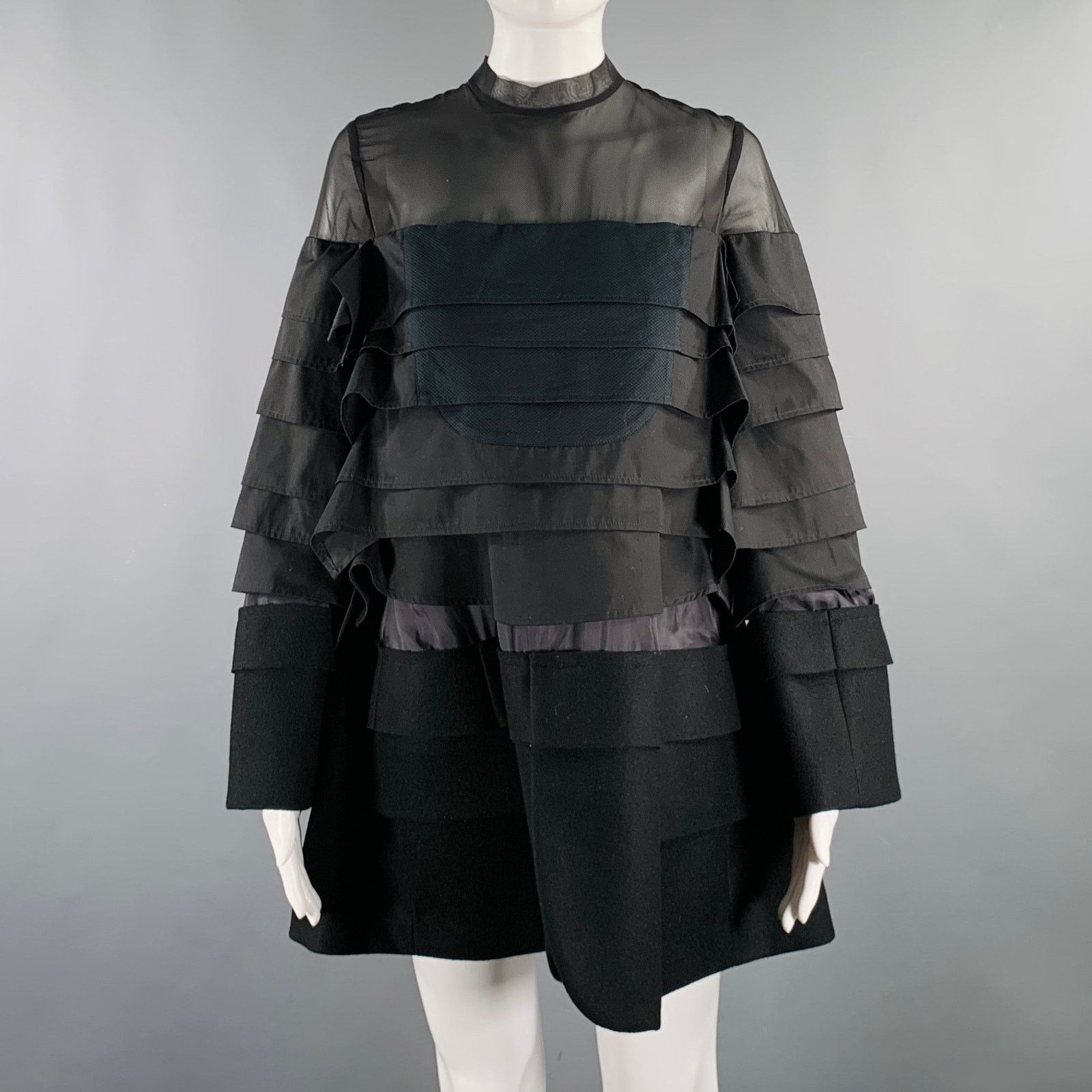 Sacai SACAI Size S Black Polyester Blend Long Sleeve Layered Dress Size S / US 4 / IT 40 - 1 Thumbnail