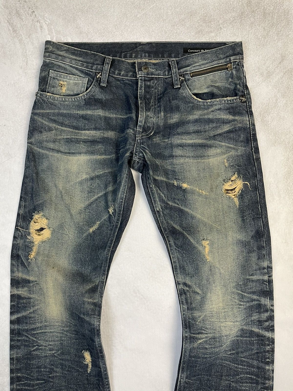 Tornado Mart 2000s CdP Vkei Style Pierced Flare Distressed Denim Size US 32 / EU 48 - 3 Thumbnail