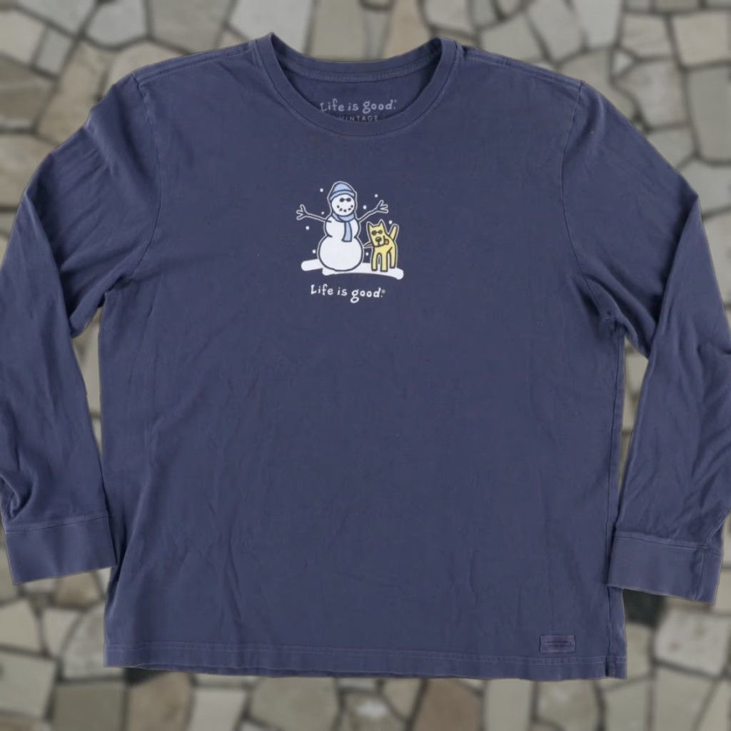 Life is Good Life is Good Snowman Spike Solid Long Sleeve T-Shirt Navy Men's XL Size US XL / EU 56 / 4 - 1 Thumbnail
