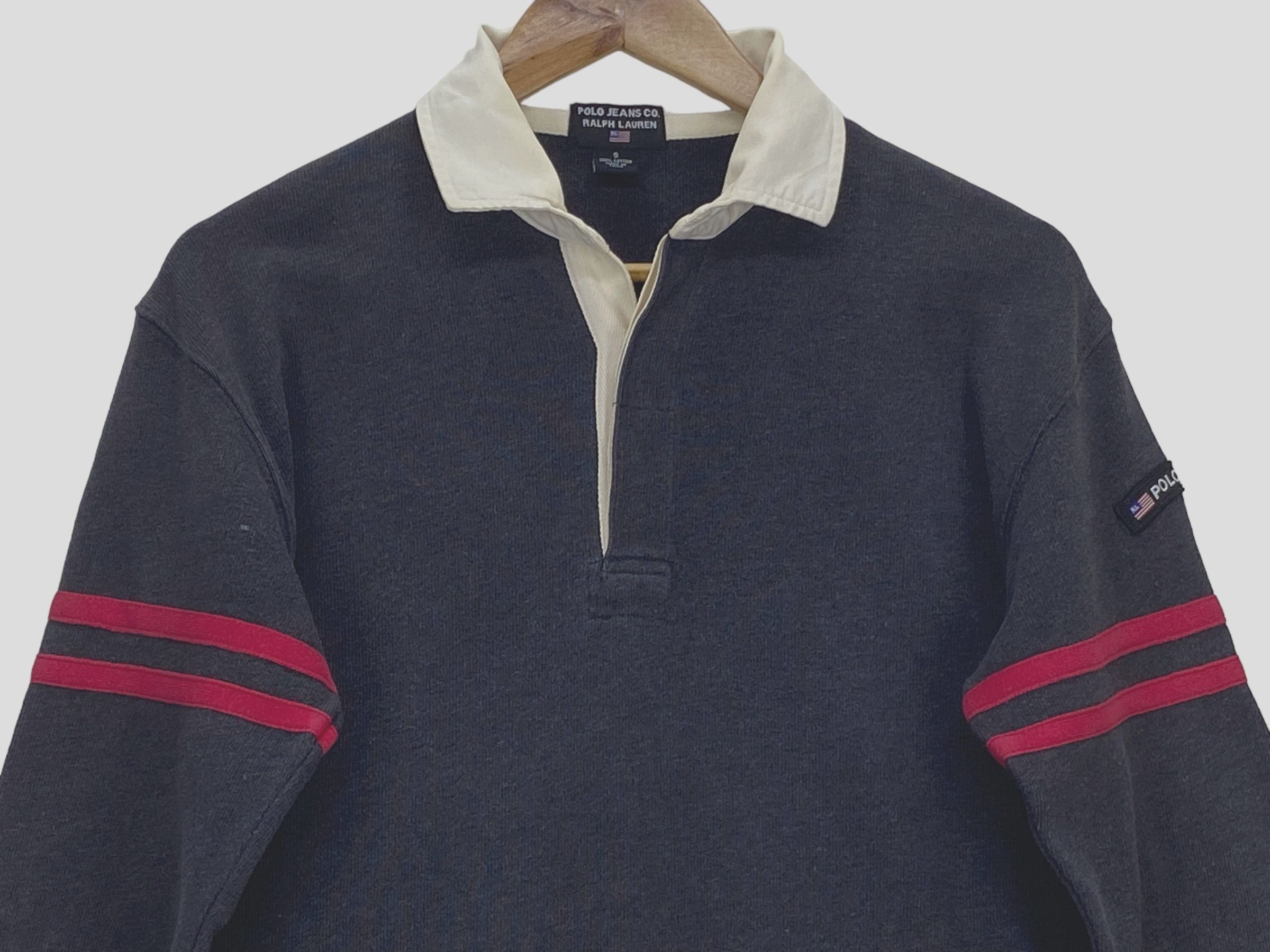Polo Ralph Lauren × Vintage Vintage Polo Ralph Lauren Distressed Logo Striped Pullove 90 Size US XXS / EU 40 - 3 Thumbnail