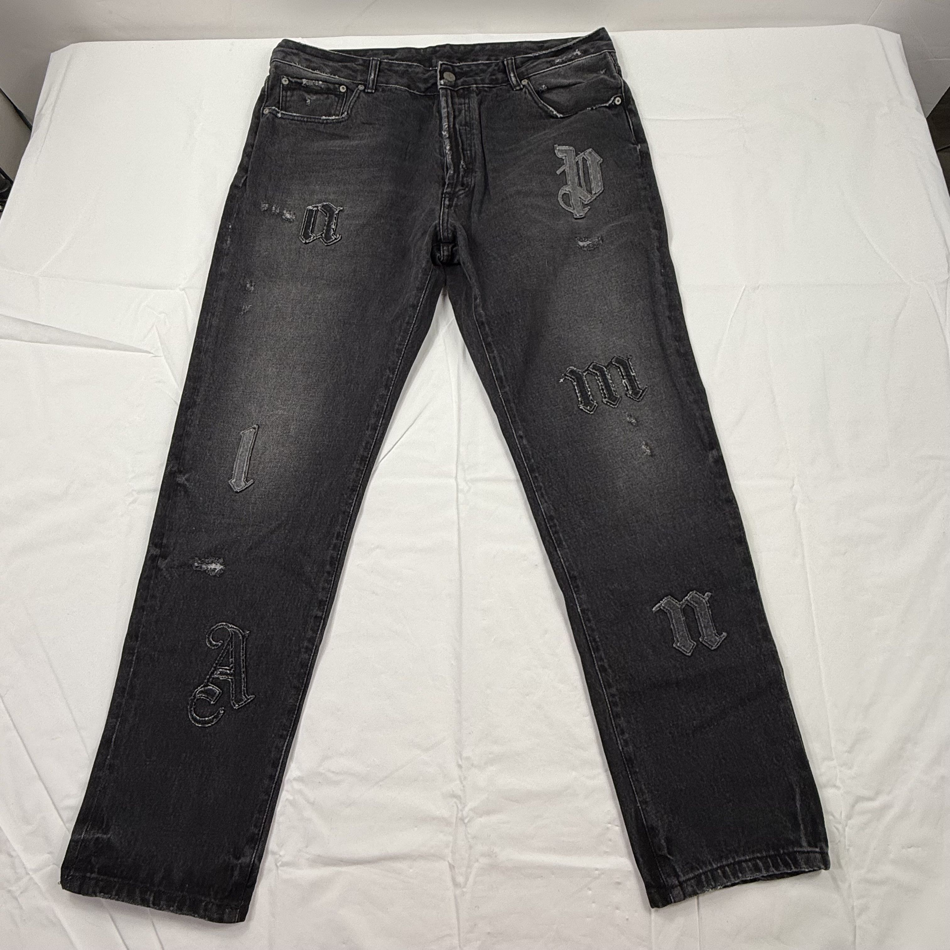 Palm Angels Palm Angels Mens Logo Patches Regular Fit Jeans Black Sz 38 Size US 38 / EU 54 - 1 Thumbnail