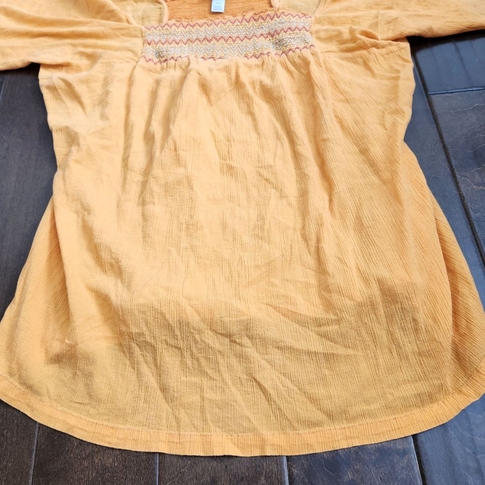 Vintage Venezia Womens Blouse Shirt 18/20 Orange 100% Cotton Square Neck Flared Sleeve Plus Size Relaxed Fit Size XXL / US 16-18 / IT 52-54 - 7 Thumbnail