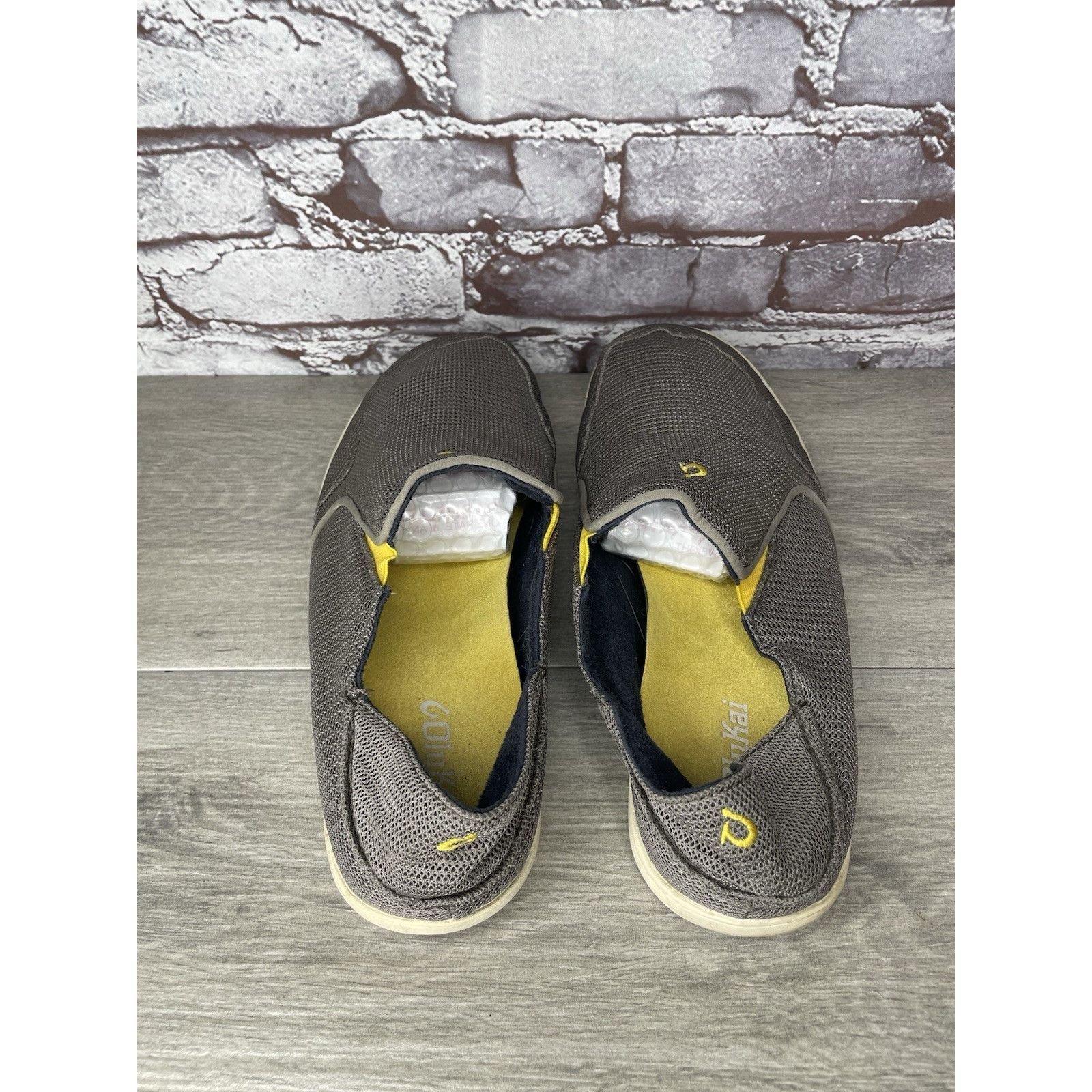Olukai Olukai Nohea Mesh Comfort Gray Yellow Slip Casual On Shoes M Size US 10.5 / EU 43-44 - 6 Thumbnail