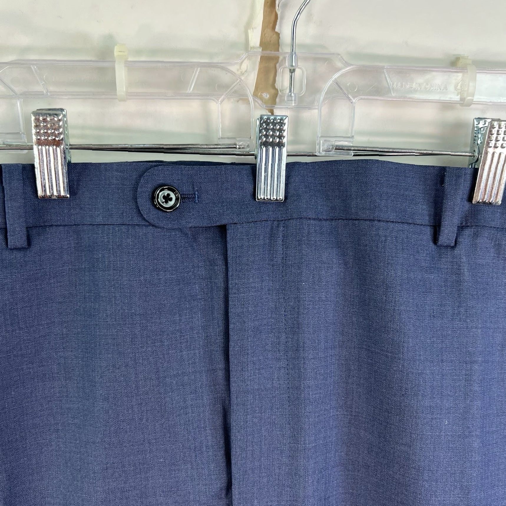 Vintage Indochino Hayle 100% Wool Lined Dress Pant Mens Size 54 X31 Blue Textured Dress Pants Regular Wool Navy/Blue 90s Theme Mens Size US 38 / EU 54 - 3 Thumbnail