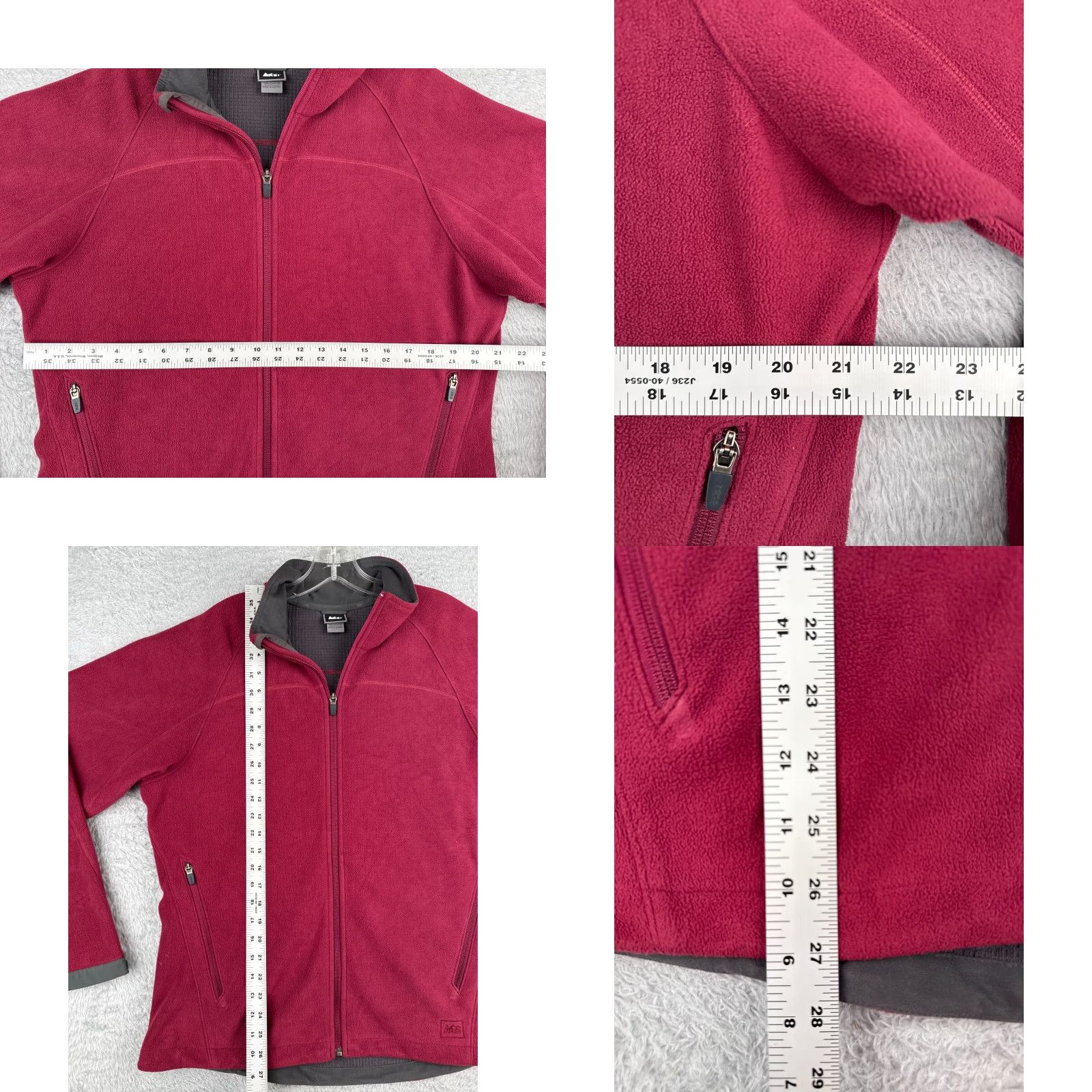 Vintage REI Jacket Womens Extra Large Red Full Zip Fleece Polyester Mock Neck Pockets Size XL / US 12-14 / IT 48-50 - 8 Thumbnail