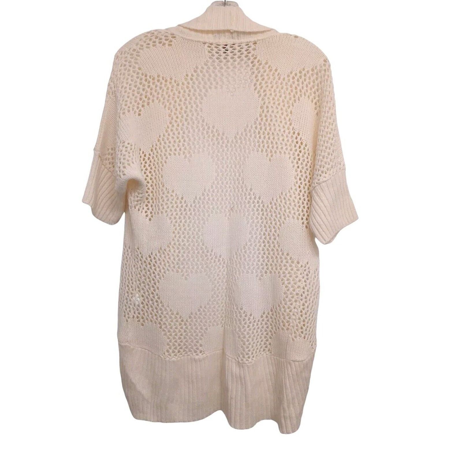 Other Takeout HEART Knit Cardigan Sz M Ivory Open Weave Bohemian Size M / US 6-8 / IT 42-44 - 10 Thumbnail