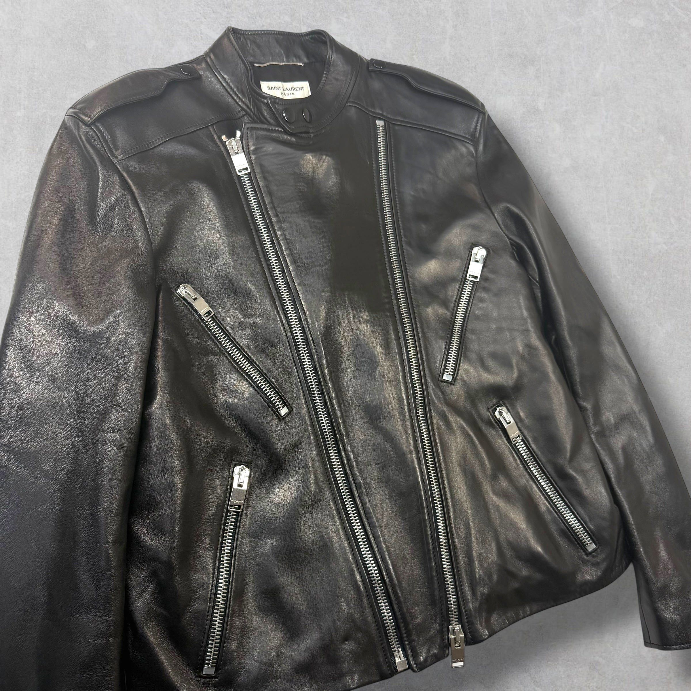 Other Saint Laurent Cafe Racer Leather Biker Jacket 54 (M) Size US M / EU 48-50 / 2 - 4 Thumbnail