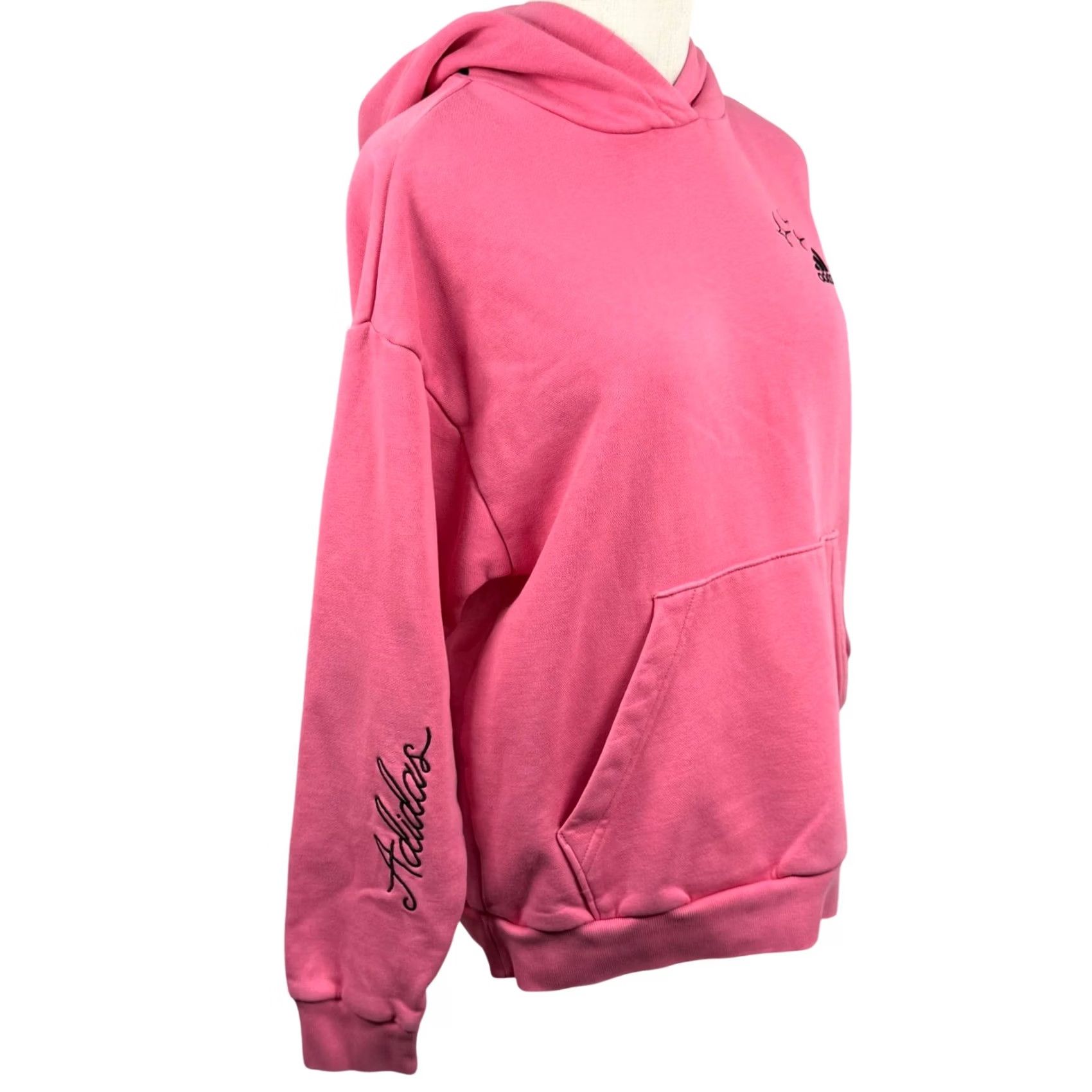 Adidas Adidas Pink Fleece Hoodie Pullover Sporty Heart Embroidery Small Size S / US 4 / IT 40 - 2 Thumbnail