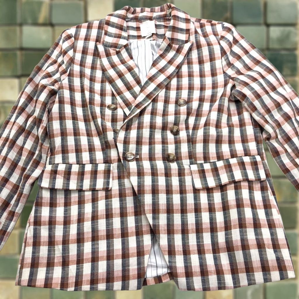 Joie Joie Blazer Shirt Womens Cotton Blend Plaid Button Lined Jacket Mint Large Mid-Length Blazer Womens Casual Formal Workwear Bob Size L / US 10 / IT 46 - 1 Thumbnail