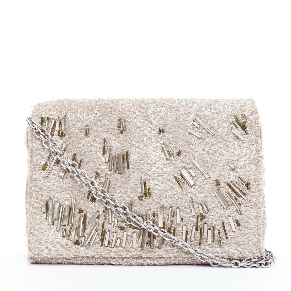 Other THEYSKENS THEORY grey silver embellished lurex appique fold clutch Size ONE SIZE - 1 Thumbnail