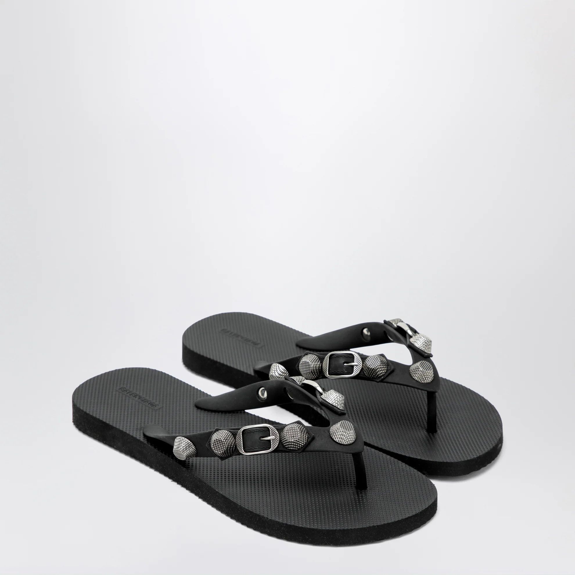Balenciaga o1d2blof0426 Cagole Rubber Thong Slides in Black Size US 7 / IT 37 - 2 Thumbnail