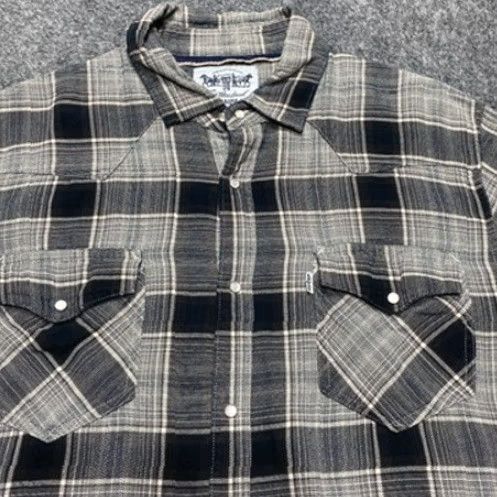 Levi's Levis Shirt Mens Large Plaid Western Pearl Snap Button Long Sleeve Gray Black Size US L / EU 52-54 / 3 - 2 Thumbnail