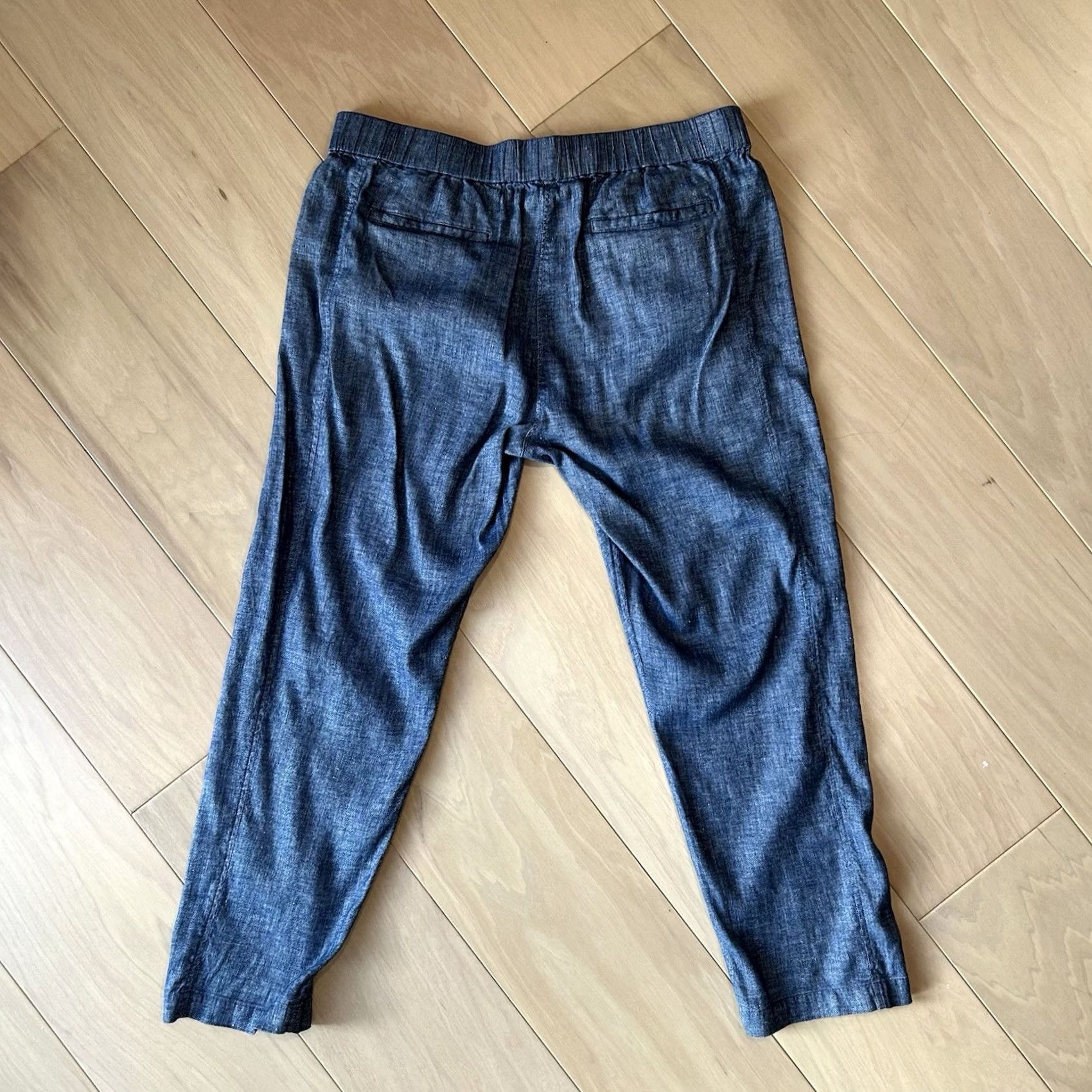 Theory Theory Blue Linen Blend Pants Women’s Large Regular Size L Ankle Stretch Logo Casual Pants Spring Summer Fall | Tapered Leg Women Size 36" / US 14 / IT 50 - 2 Thumbnail