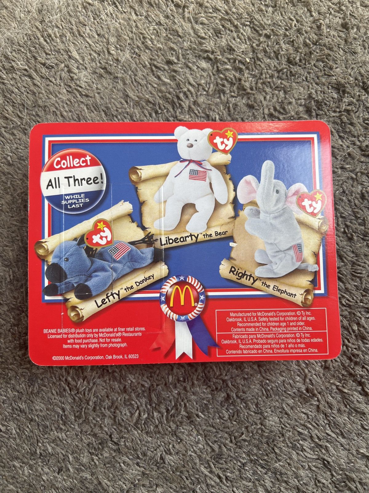 Vintage 2000 McDonald’s Ty Lefty The Donkey Teenie Beanie Baby Size ONE SIZE - 2 Thumbnail