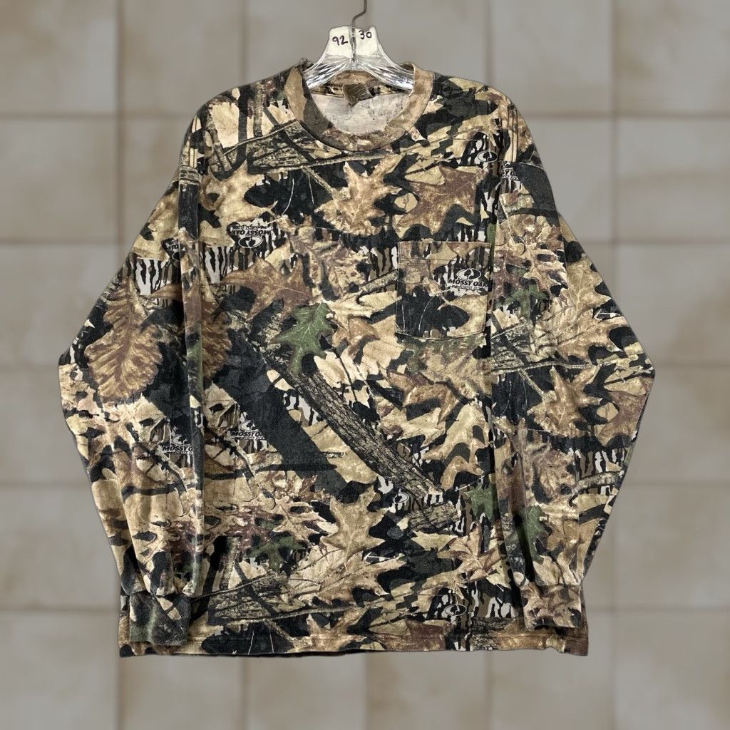 Jerzees VINTAGE Jerzees Outdoors Camouflage Shirt Mens Large Mossy Oak Long Sleeve Crew Neck Camouflage Logo All Seasons Size US L / EU 52-54 / 3 - 1 Thumbnail